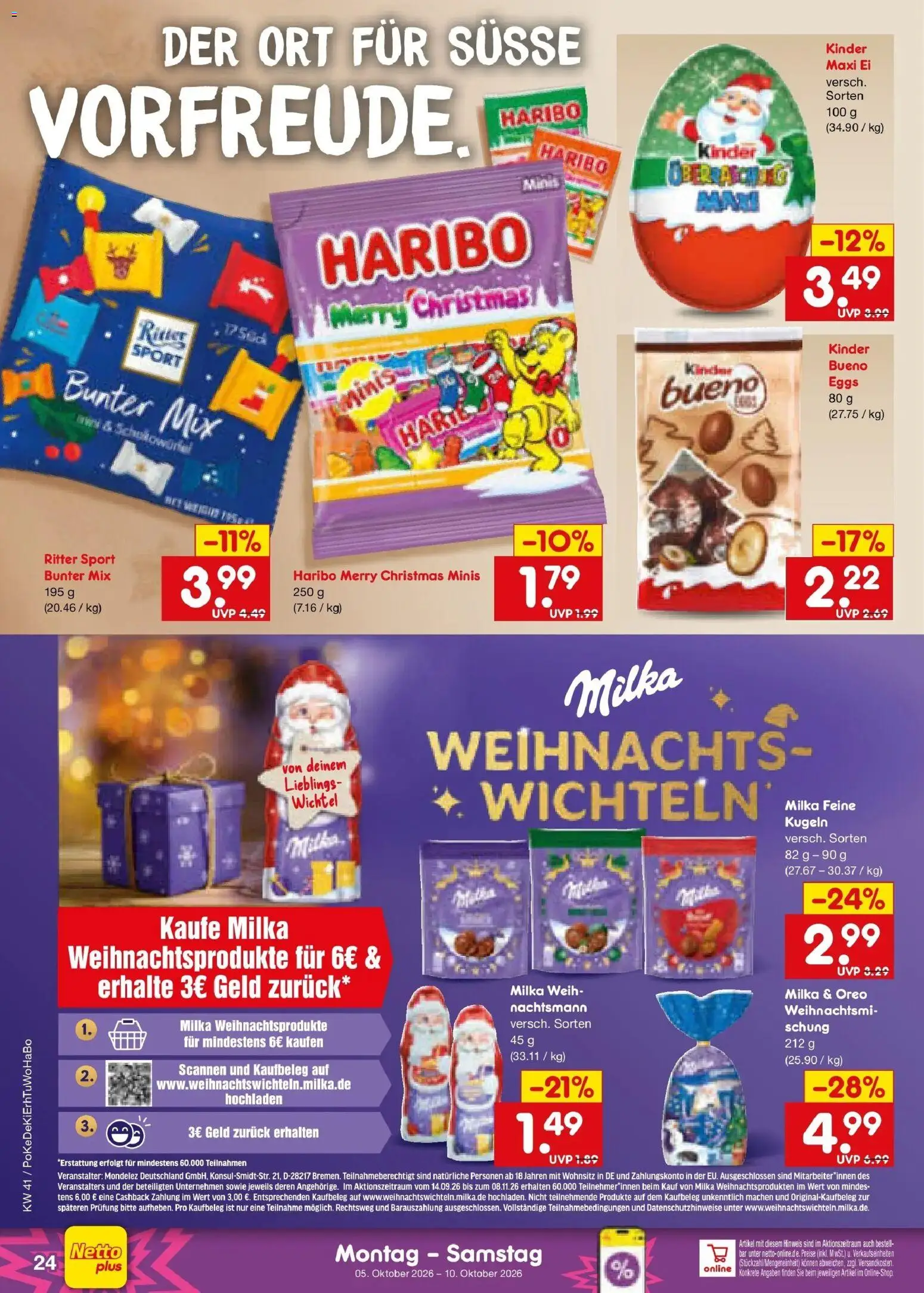 Netto Marken-Discount Prospekt Sindelfingen – gültig ab 05.10.2026 | Seite: 26 | Produkte: Haribo, Ritter sport, Kinder bueno, Milka
