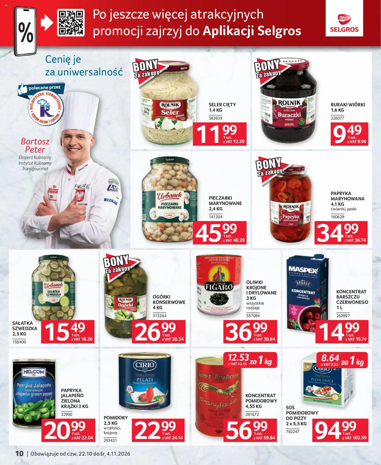 Selgros cash&carry gazetka - Oferta dla gastronomii od 22.10.2026 | Strona: 10 | Produkty: Pieczarki, Pieczarki marynowane, Buraki, Ogórki