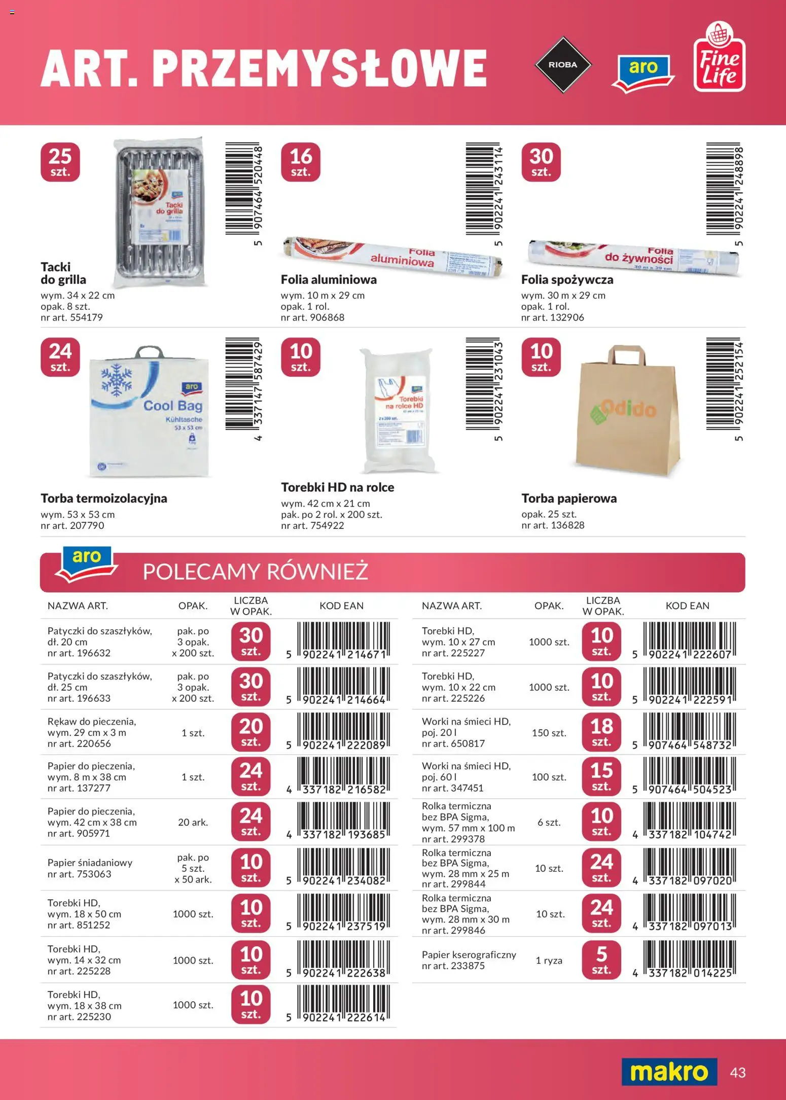 Makro gazetka - Marki własne dla Twojego sklepu od 23.04.2026 | Strona: 43 | Produkty: Folia spożywcza, Torba, Torba termoizolacyjna, Papier śniadaniowy