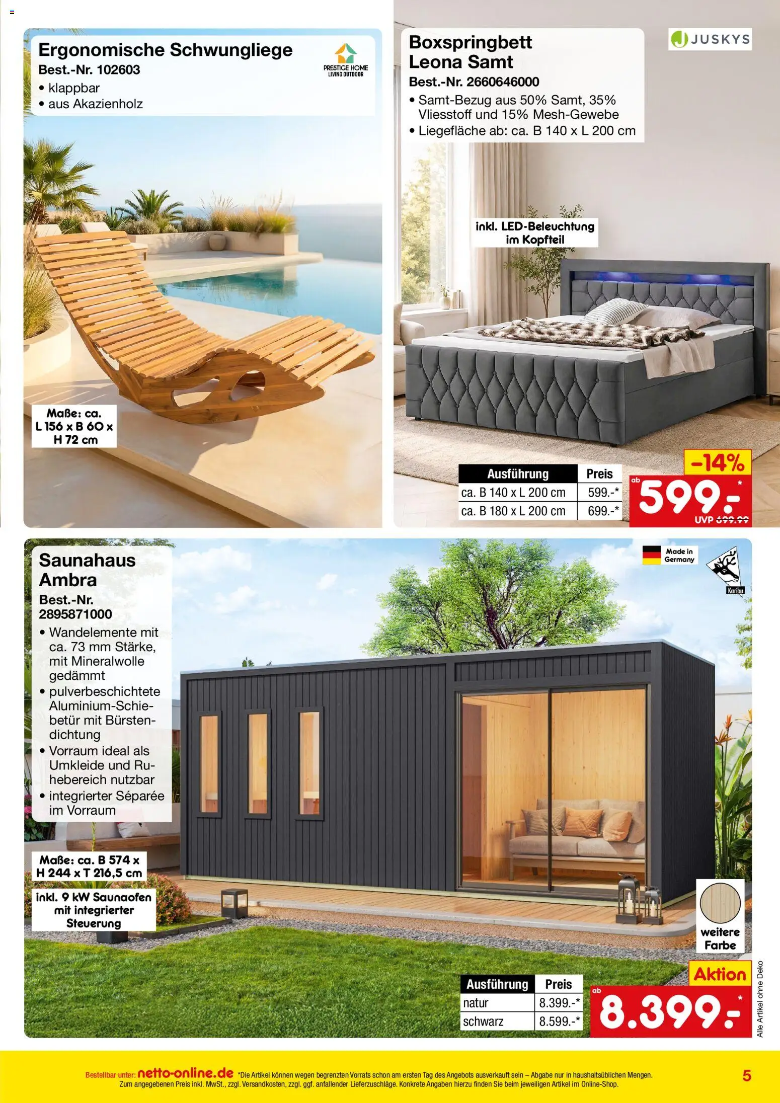 Netto Marken-Discount Online-Angebote Oktober – gültig ab 01.10.2026 | Seite: 5 | Produkte: Boxspringbett