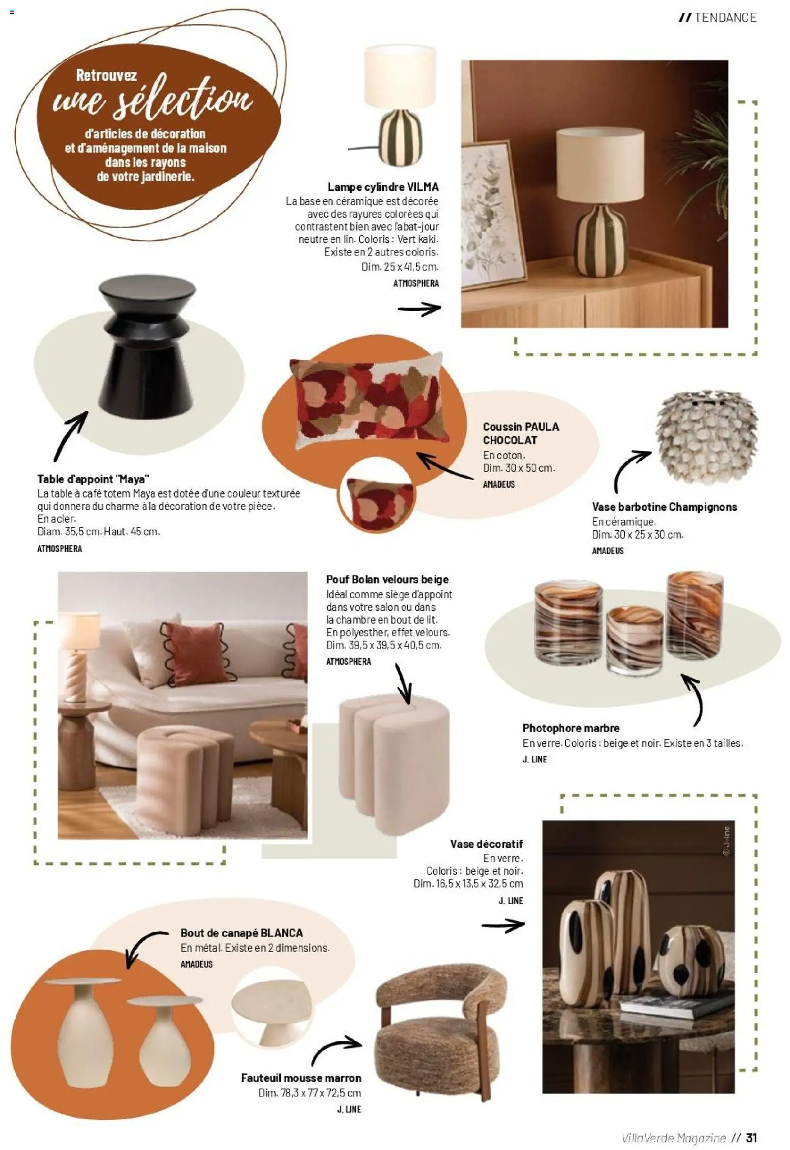 {H1} | Page: 31 | Produits: Table d'appoint, Champignons, Pouf, Magazine