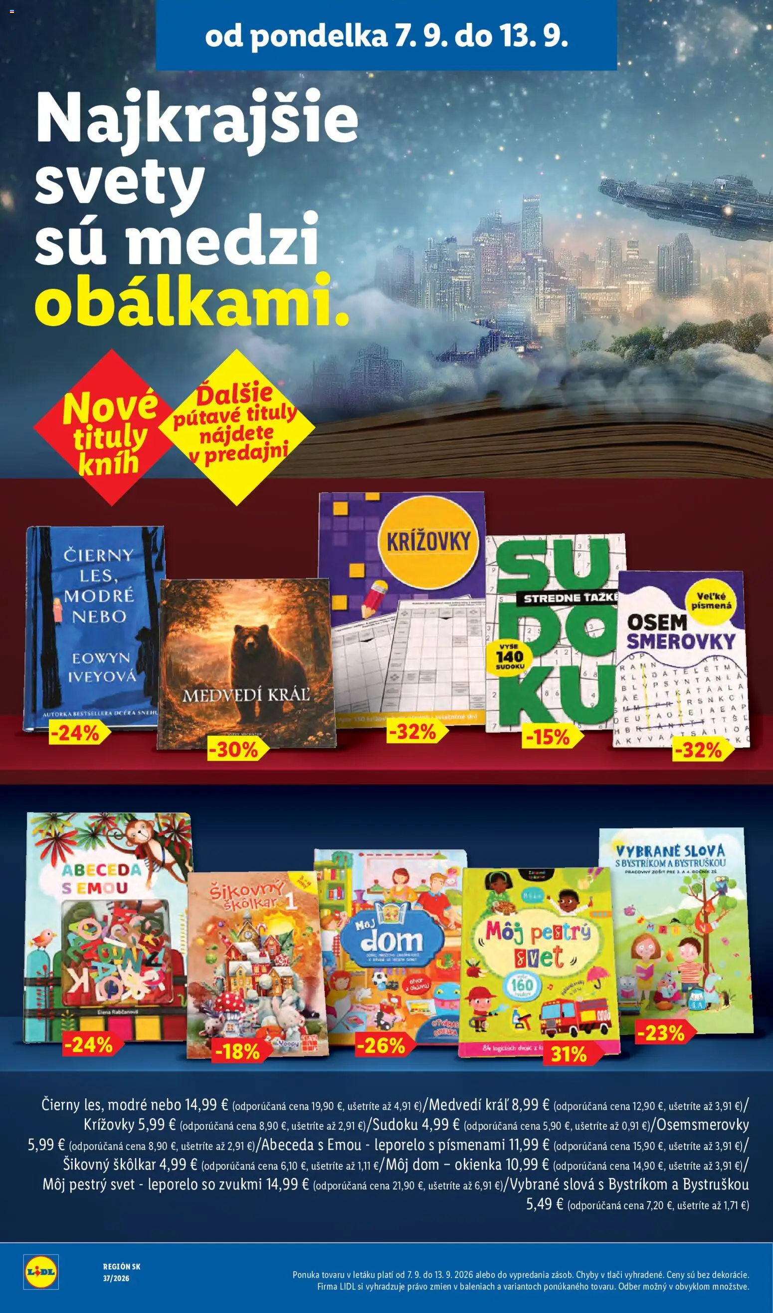Nové Lidl akcie – leták je platný od 07.09.2026 | Strana: 48 | Produkty: Kniha, Puzzle, Disk
