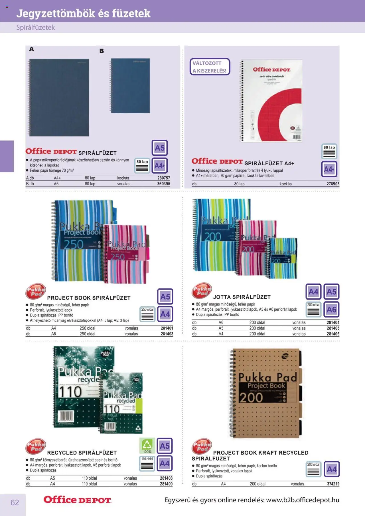 Office Depot akciós ujság - amely érvényes a következő dátumtól: 2025.04.10. | Oldal: 62 | Termékek: Pad, Lap