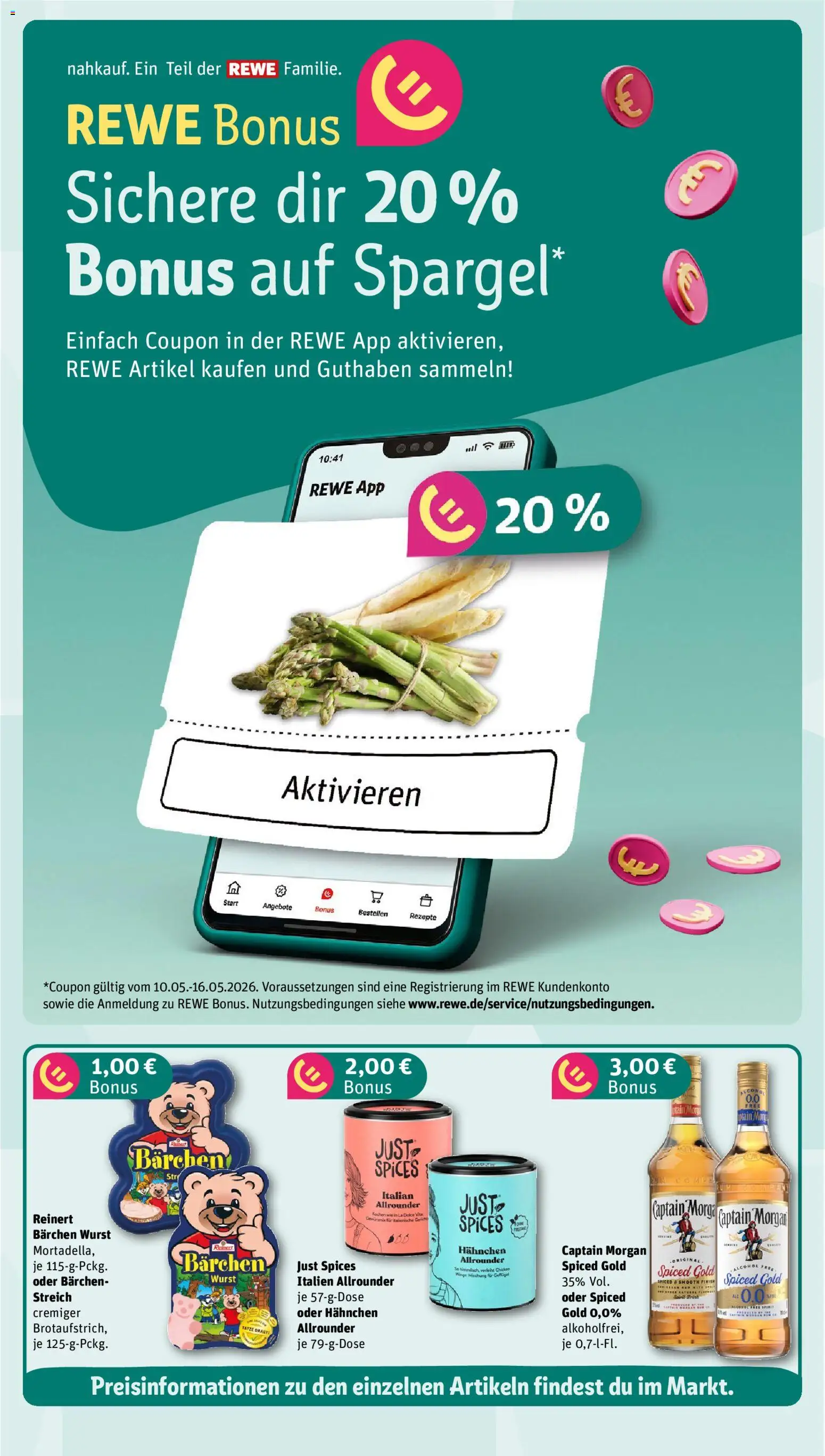 Nahkauf Prospekt – gültig ab 11.05.2026 | Seite: 4 | Produkte: Hahnchen, Spargel, Wurst, Captain morgan