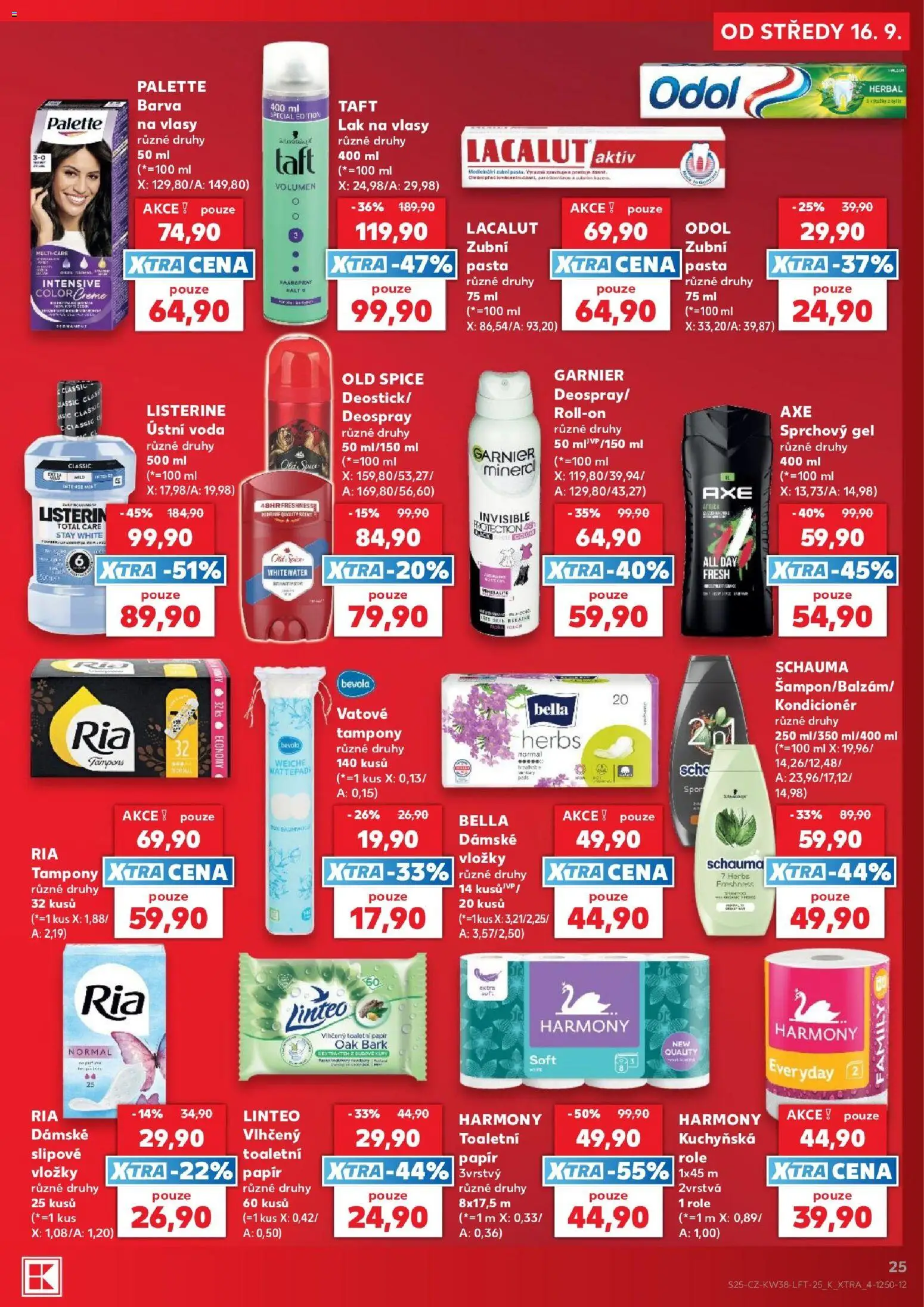 Kaufland leták - Ostrava od 16.09.2026 | Strana: 25 | Produkty: Voda, Lacalut, Lacalut Aktiv, Barva na vlasy