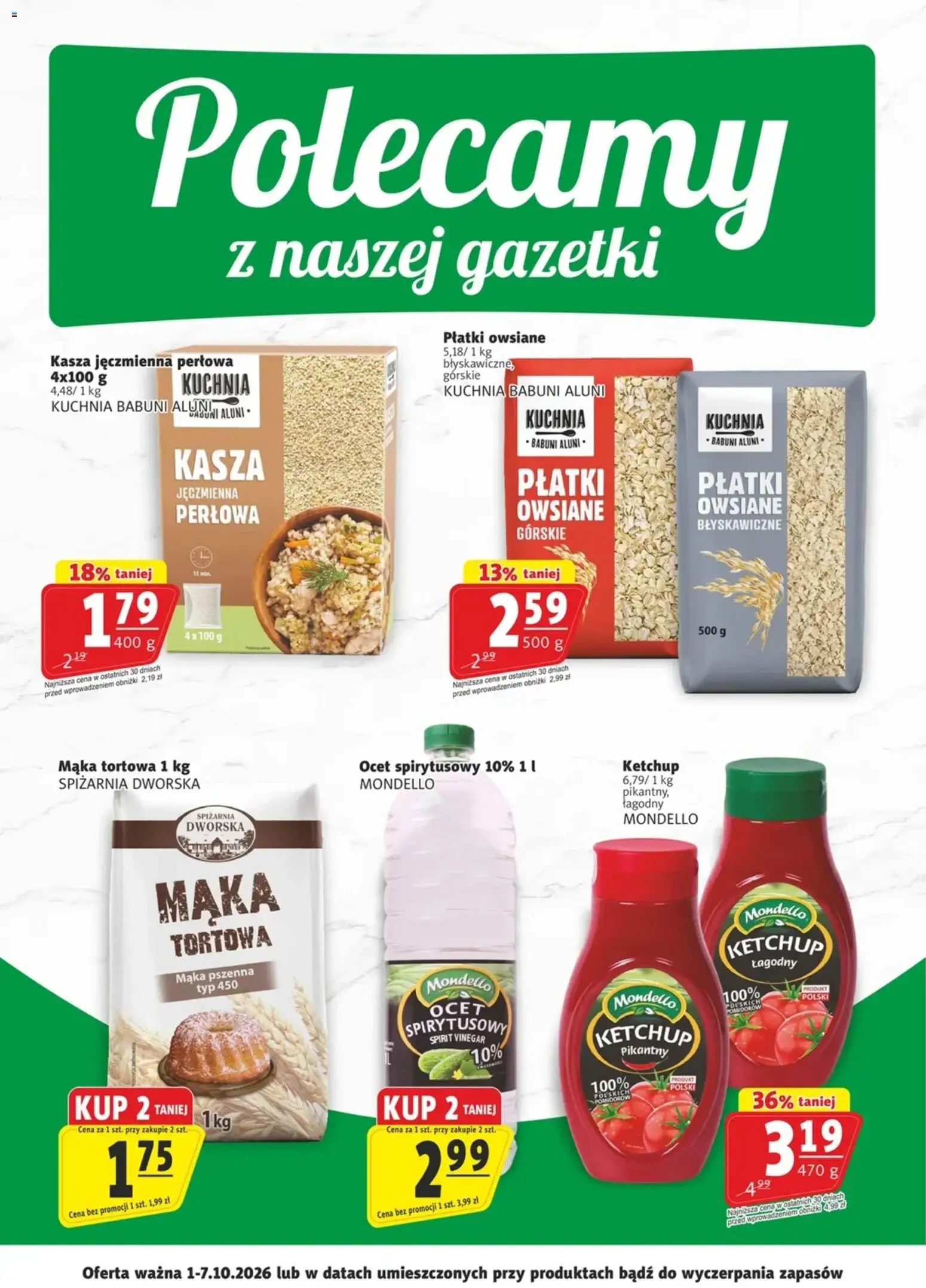 Prim Market promocje - Primcard od 01.10.2026 | Strona: 2 | Produkty: Ocet spirytusowy, Kasza, Ketchup, Płatki