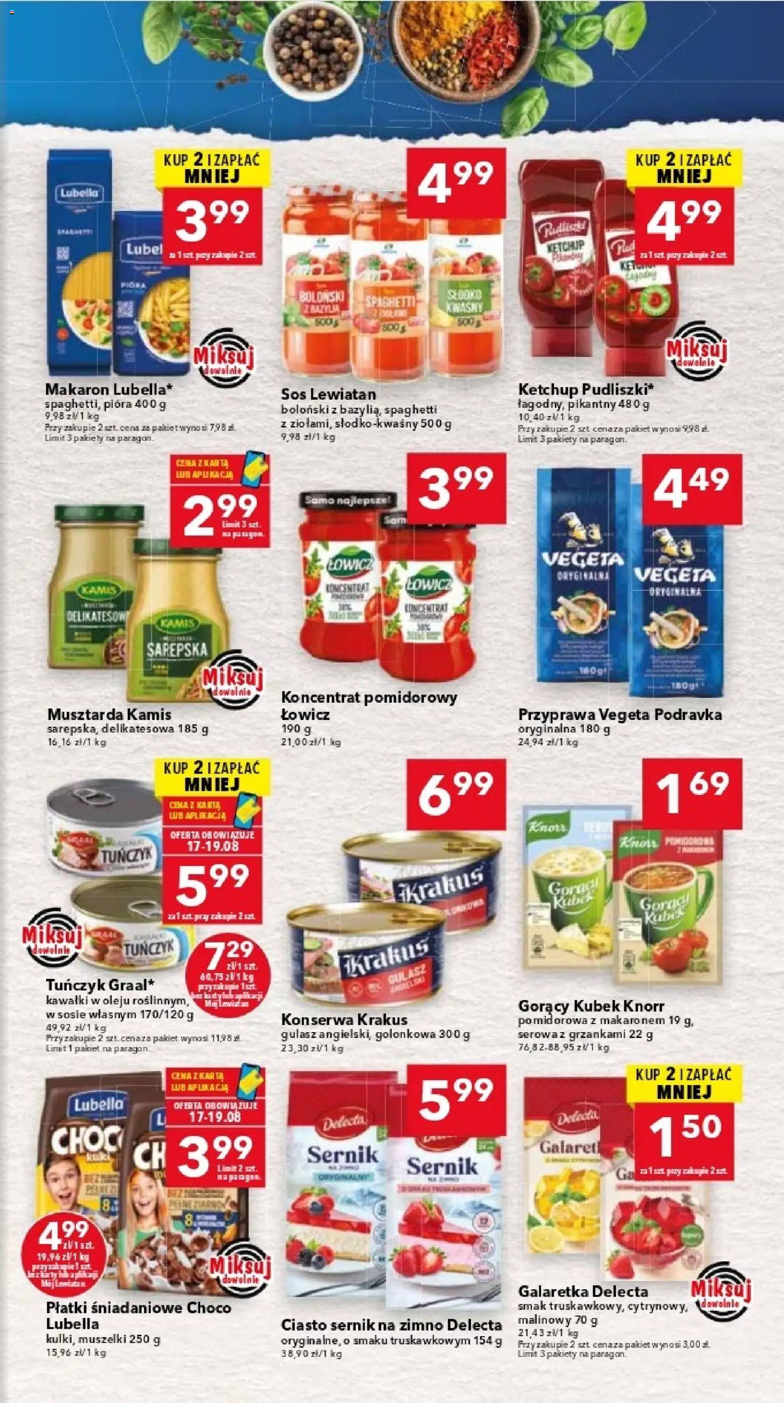 Lewiatan gazetka - Warszawa od 13.08.2026 | Strona: 5 | Produkty: Karta, Galaretka, Ketchup, Koncentrat pomidorowy