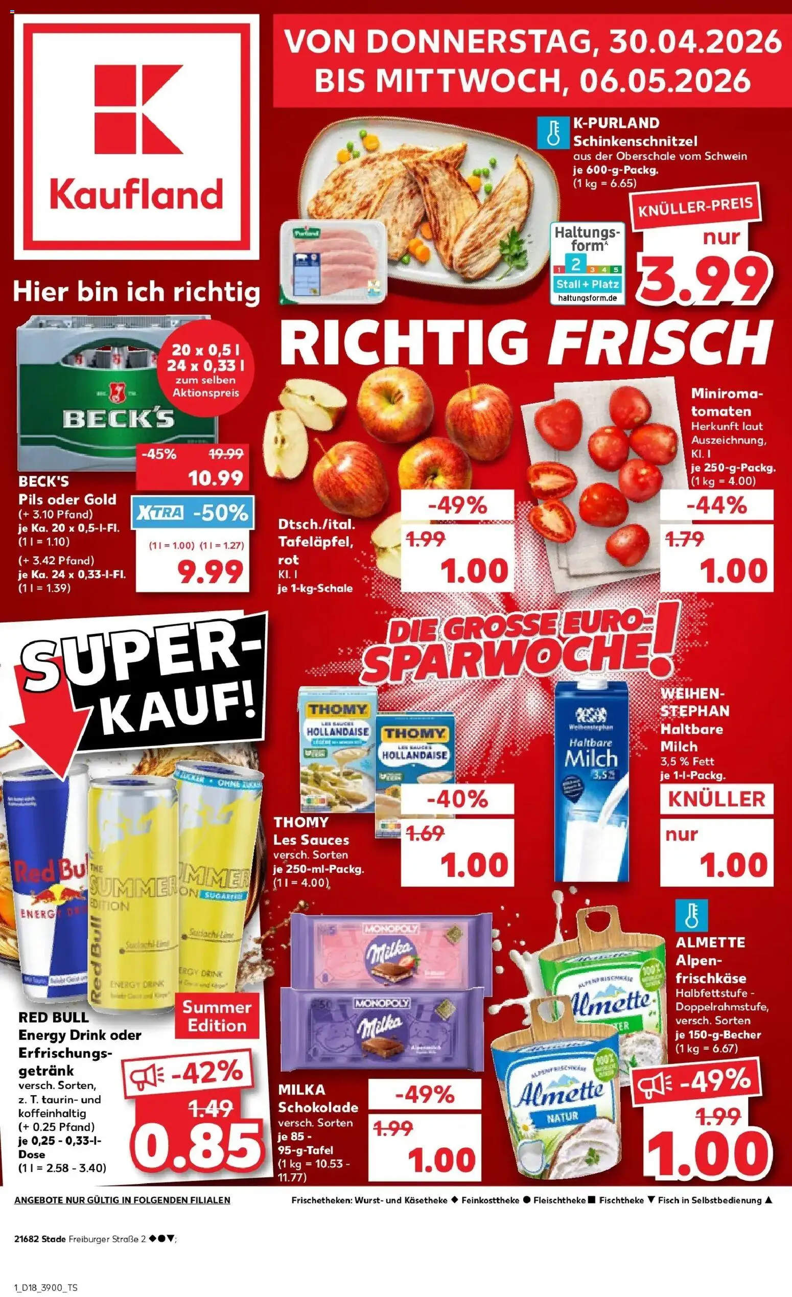 Prospekt Kaufland ab 30.04.2026 » Angebote Online zum Blättern | Seite: 1 | Produkte: Almette, Schokolade, Milka schokolade, Fisch