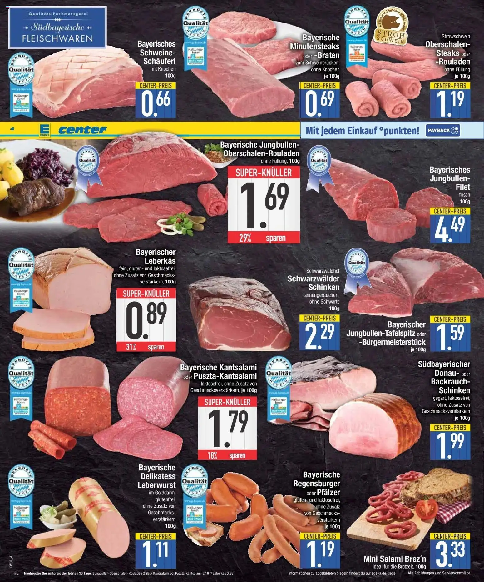 E center Prospekt Regensburg (ab 07.09.2026) zum Blättern | Seite: 4 | Produkte: Salami, Schinken