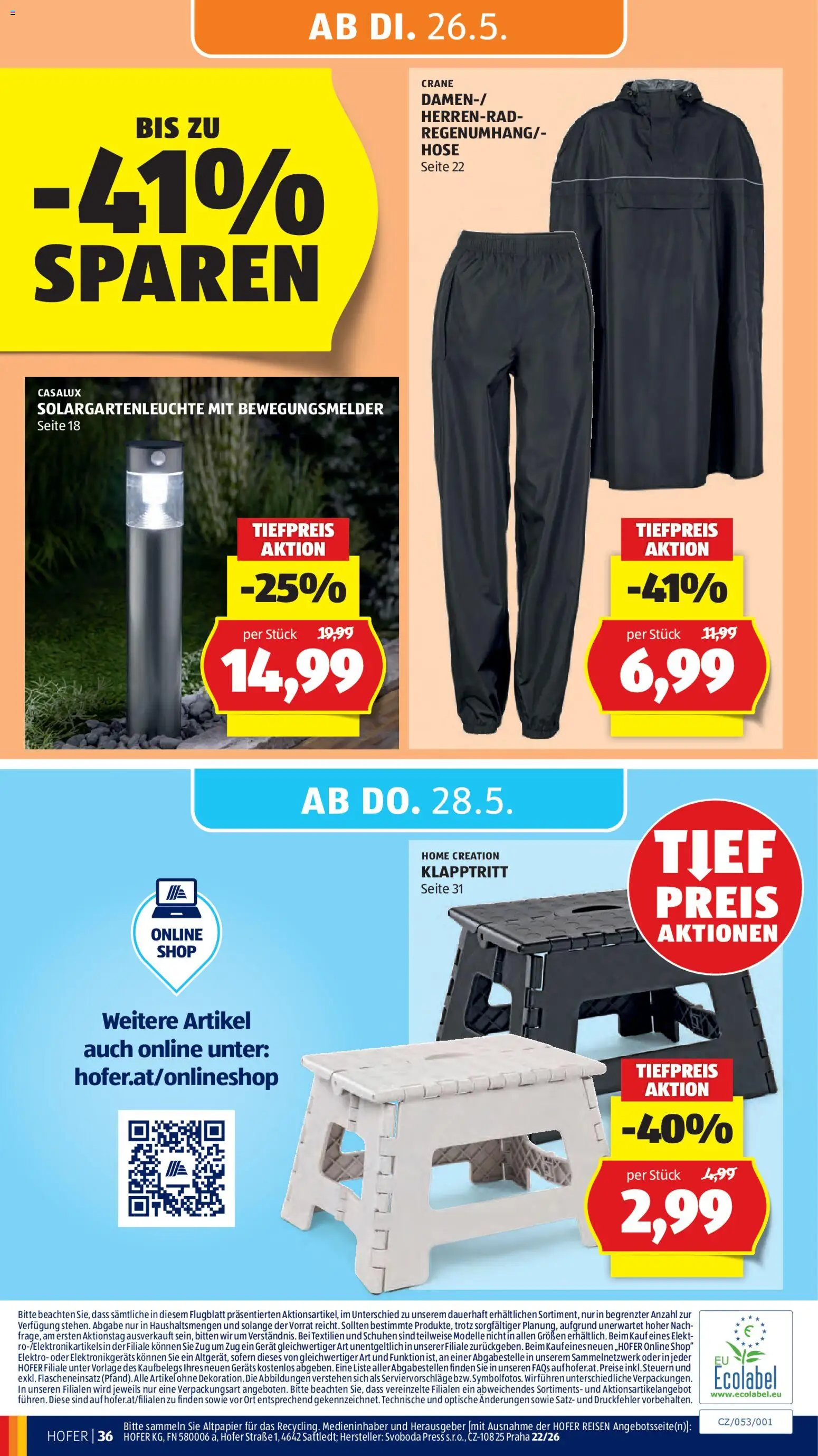 Hofer Flugblatt gültig ab 22.05.2026 | Seite: 42 | Produkte: Hose