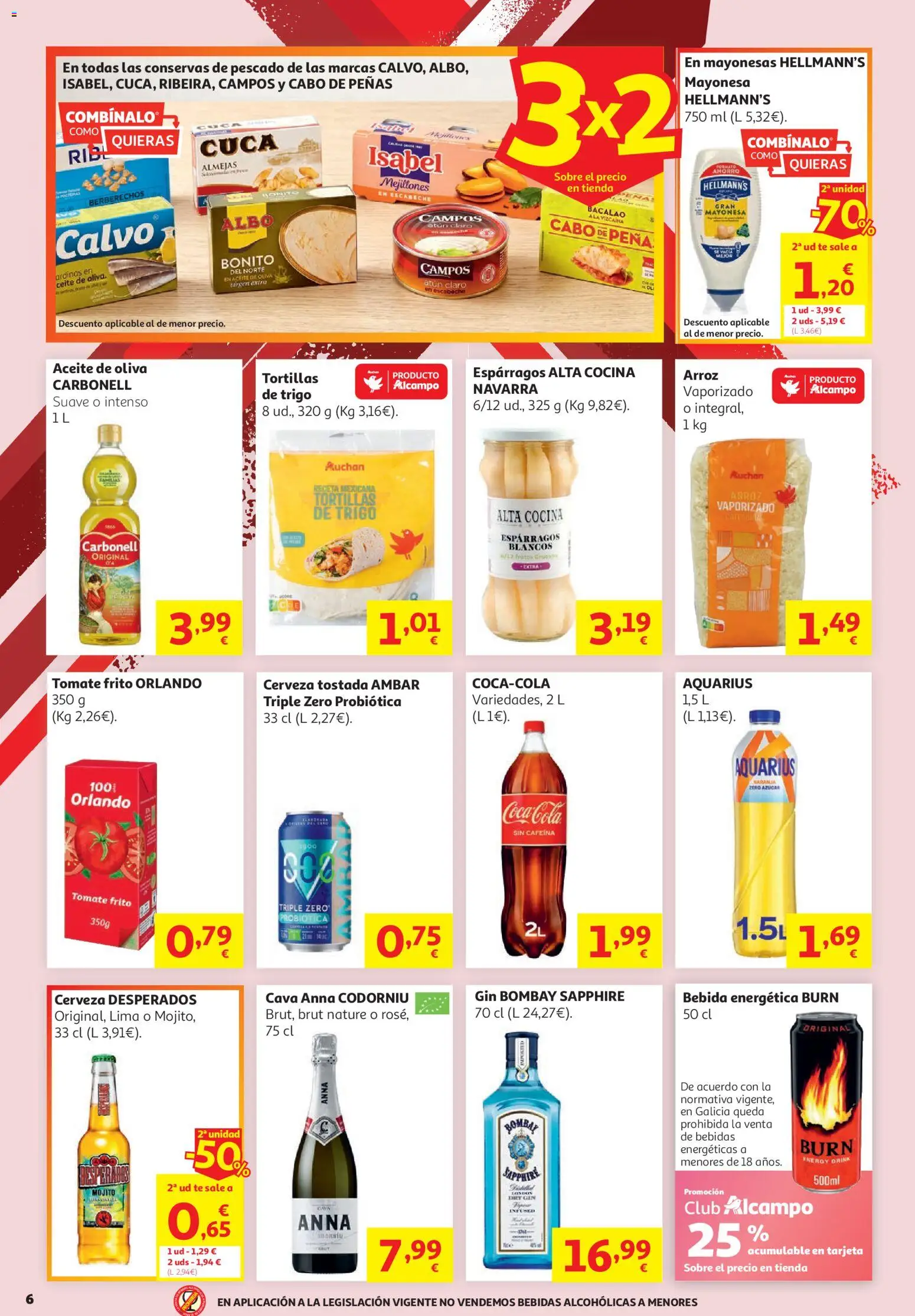 Alcampo - Supermercado │ válido desde el 16.06.2026 | Página: 6 | Productos: Aceite, Cerveza, Arroz, Atún claro