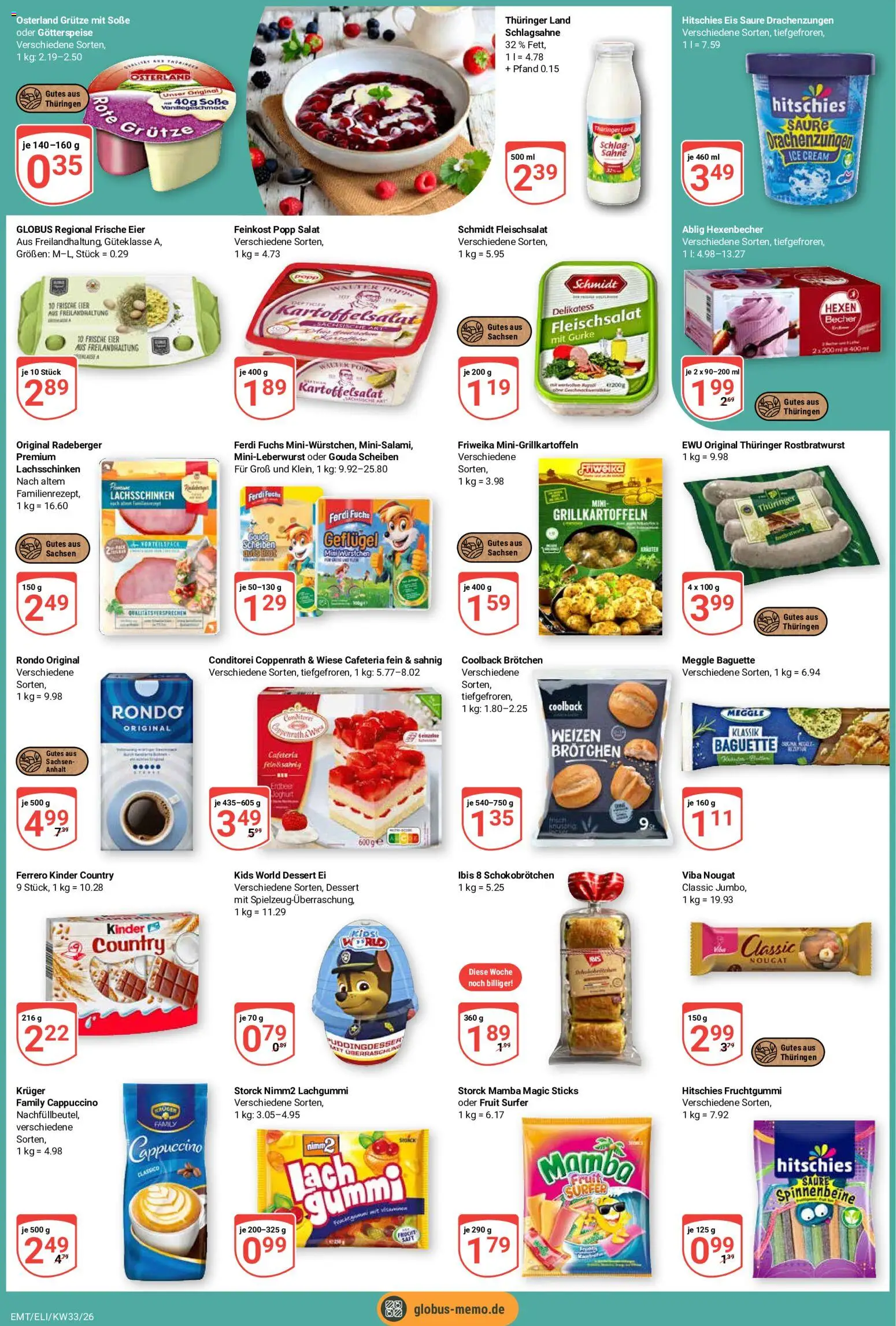 Globus Prospekt Erfurt – gültig ab 10.08.2026 | Seite: 5 | Produkte: Schlagsahne, Joghurt, Eis, Salat