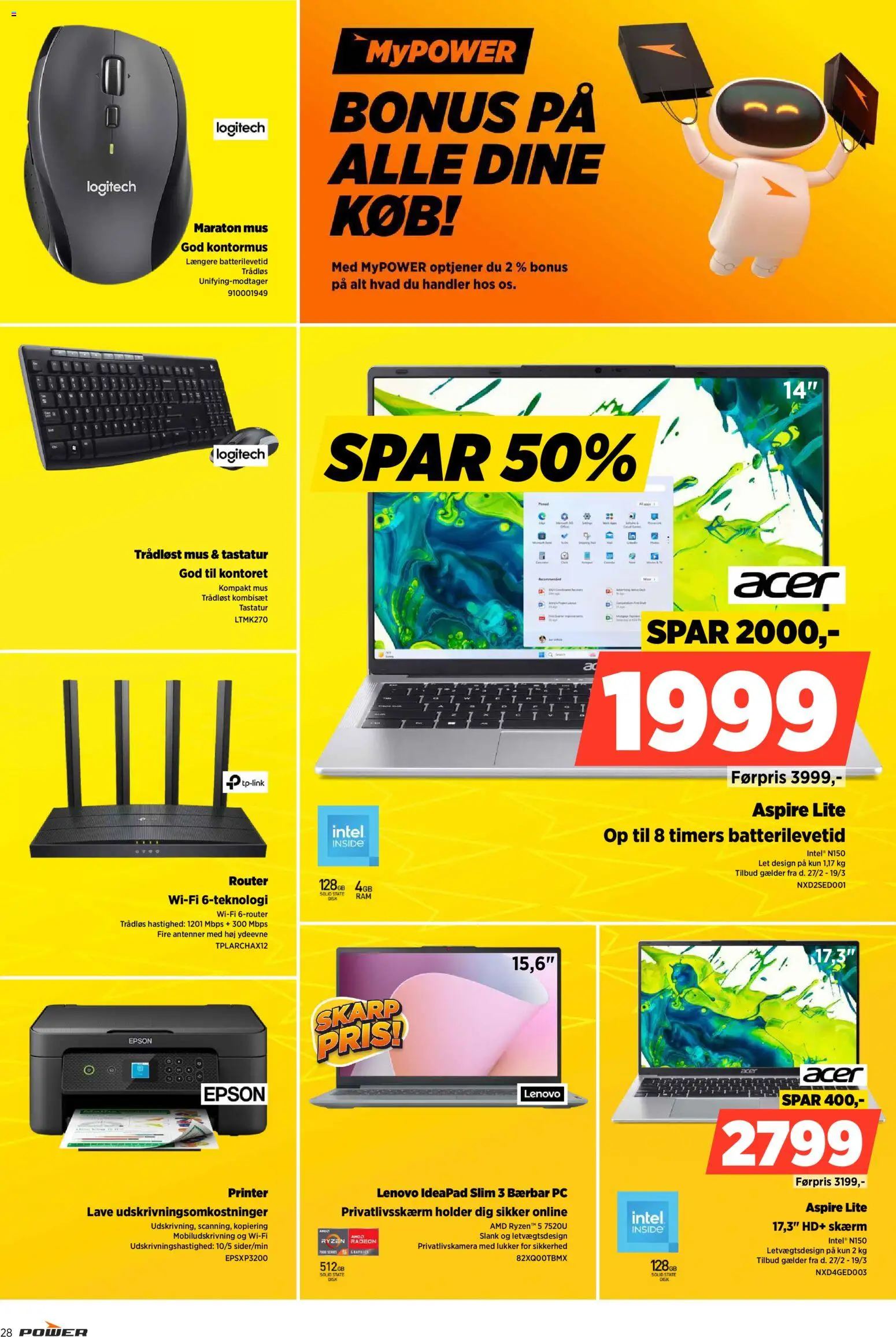 Power tilbudsavis – gyldig fra 13.03.2026 | Side: 28 | Produkter: PC, Printer, Tastatur, Router