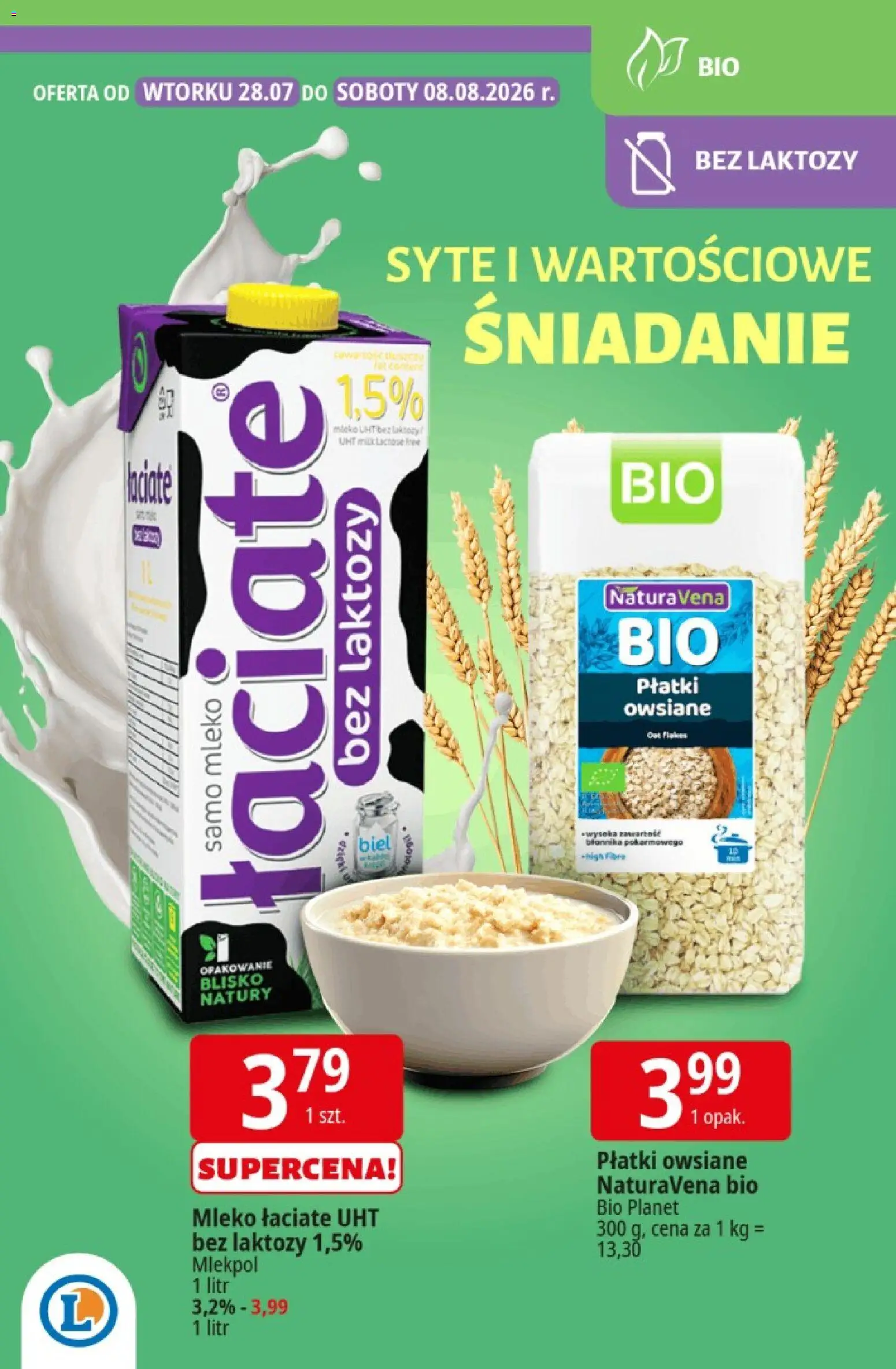 E.Leclerc gazetka - Bądź W Dobrej Formie od 28.07.2026 | Strona: 5 | Produkty: Płatki owsiane, Bez laktozy, Mleko, Płatki