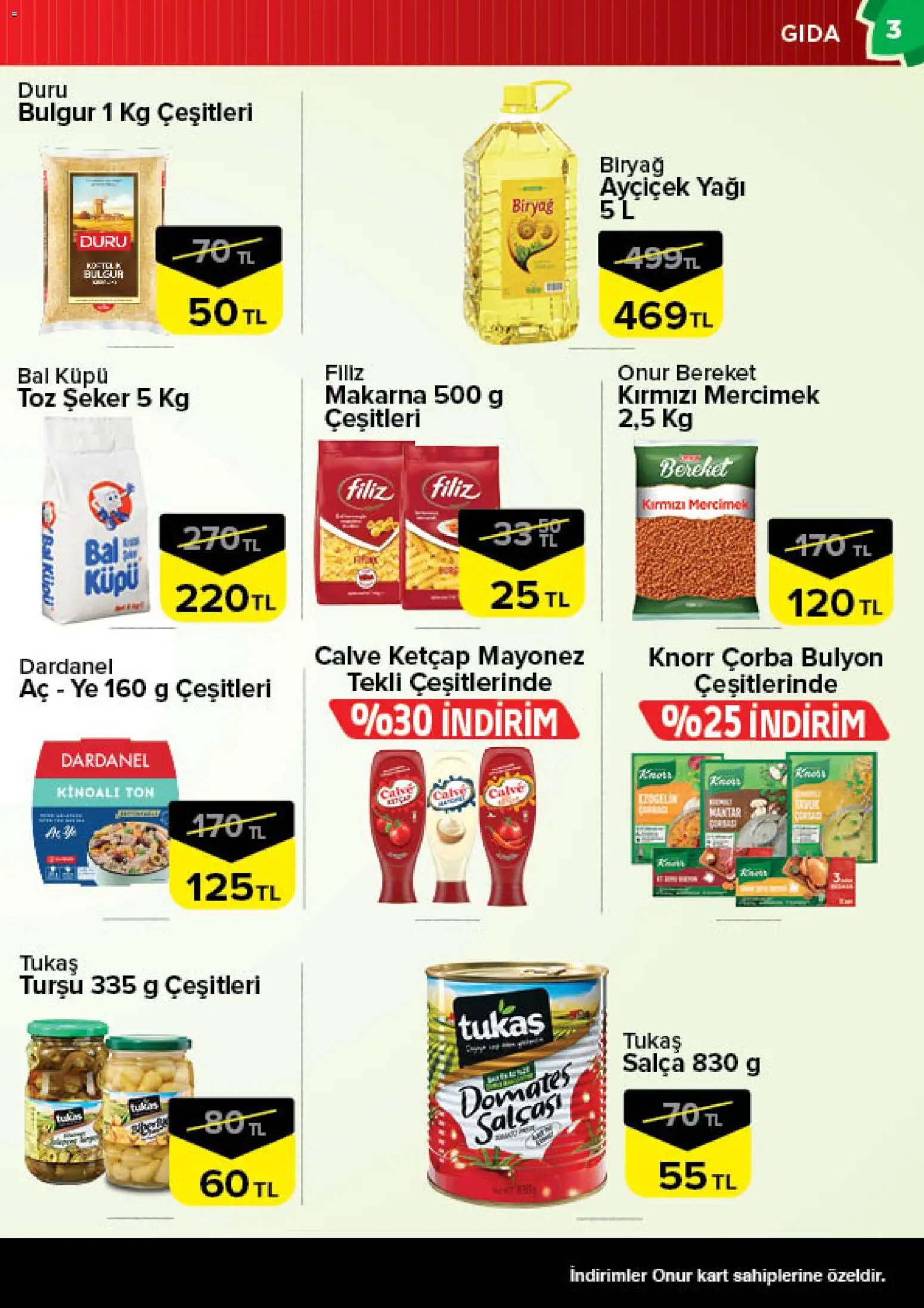Onur Market Katalog - 16.06.2026 tarihinden itibaren geçerlidir | Sayfa: 3 | Ürünler: Ravioli, Ketçap, Toz şeker, Mantar