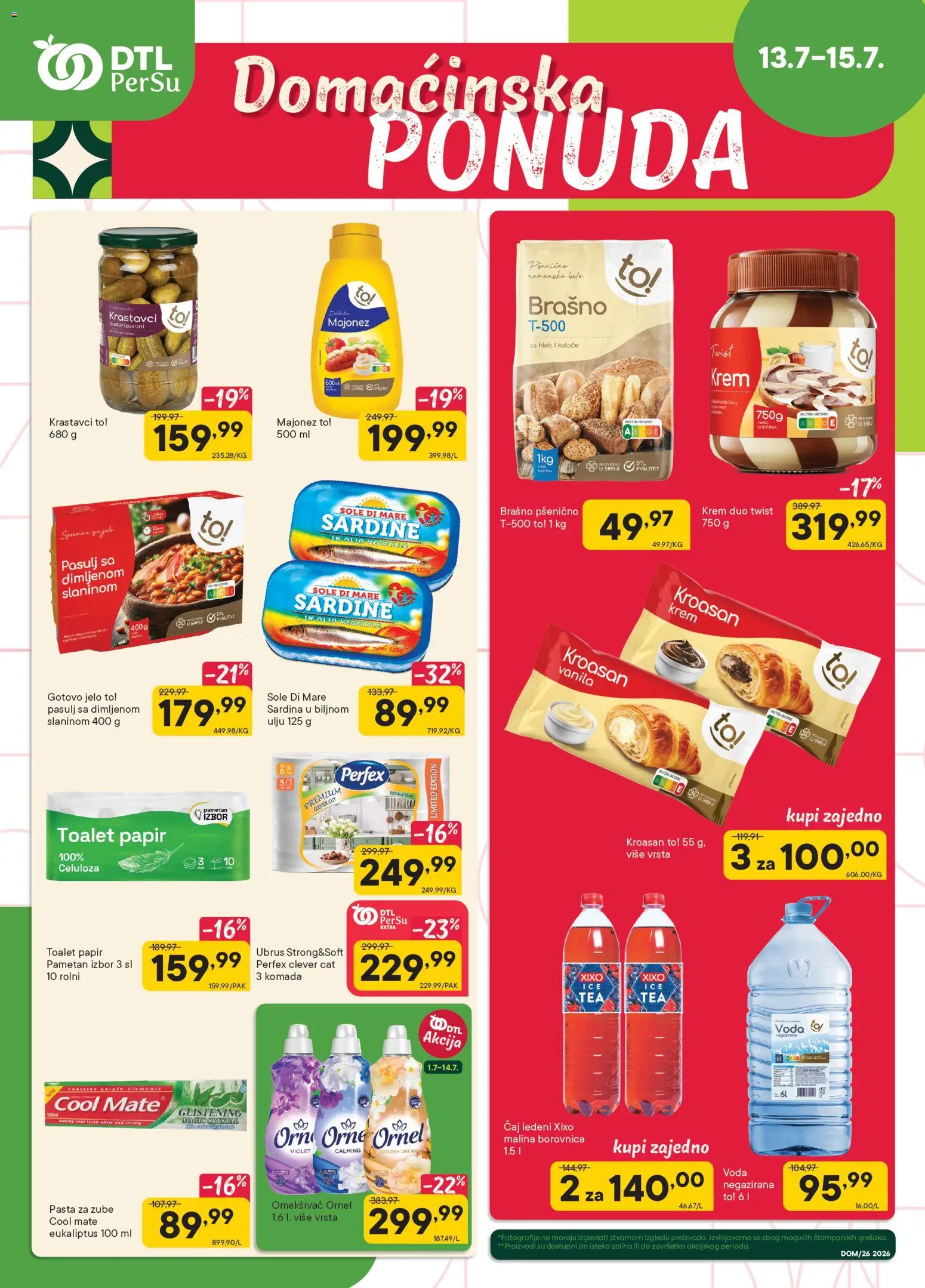 PerSu katalog - važi od 13.07.2026 | Strana: 1 | Proizvode: Ubrus, Voda, Čaj, Sardina