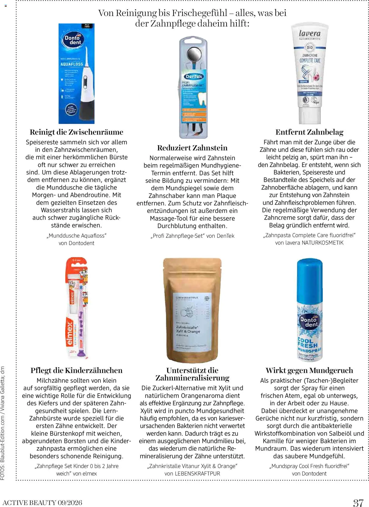 dm drogerie markt Active Beauty Magazin 09/2026 gültig ab 01.09.2026 | Seite: 37 | Produkte: Bürste, Zahnpasta, Zahnbürste