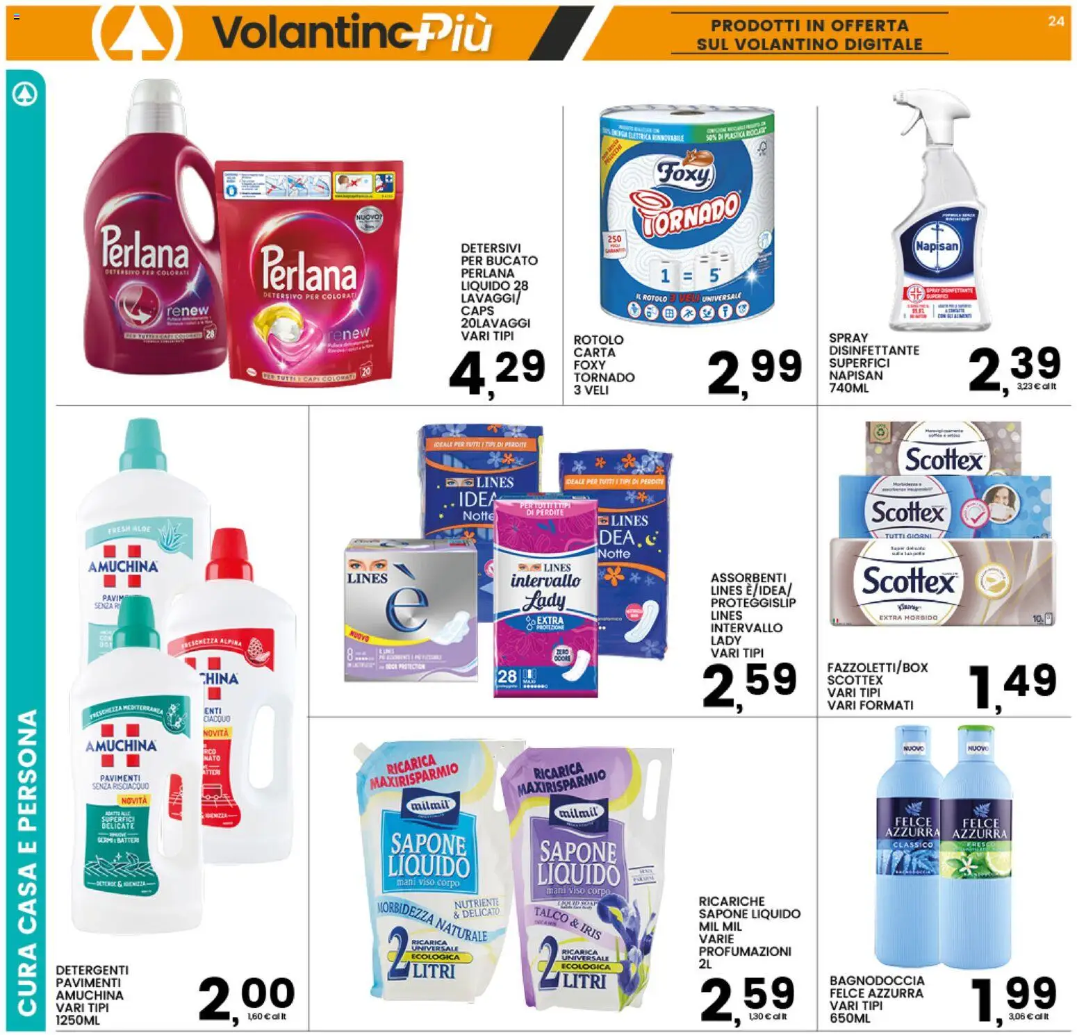 Volantino Interspar del 10/08/2026 | Pagina: 24 | Prodotti: Sapone, Talco, Assorbenti