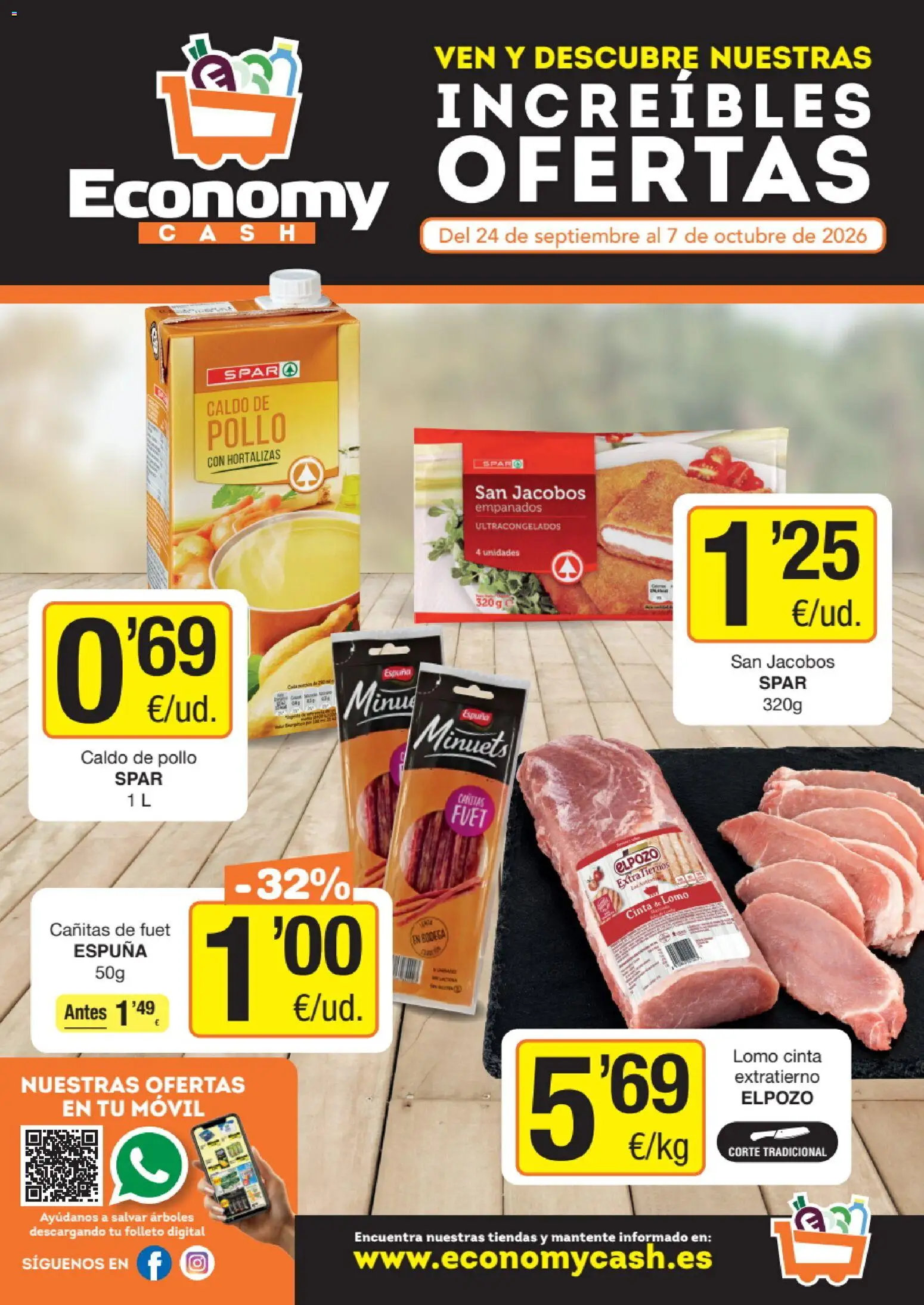 Economy Cash folleto │ válido desde el 24/09/2026 | Página: 1 | Productos: Caldo de pollo, Lomo, Móvil, Pollo