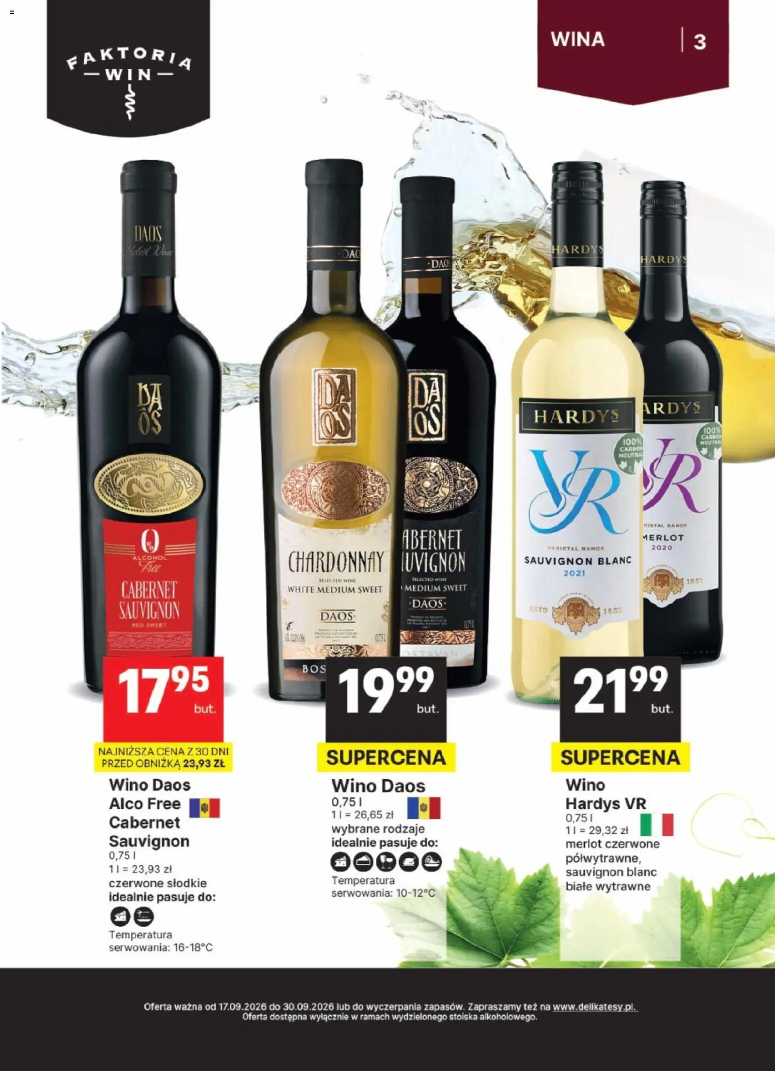 Delikatesy Centrum gazetka - DeliBarek od 17.09.2026 | Strona: 3 | Produkty: Chardonnay, Merlot, Wino, Sauvignon Blanc