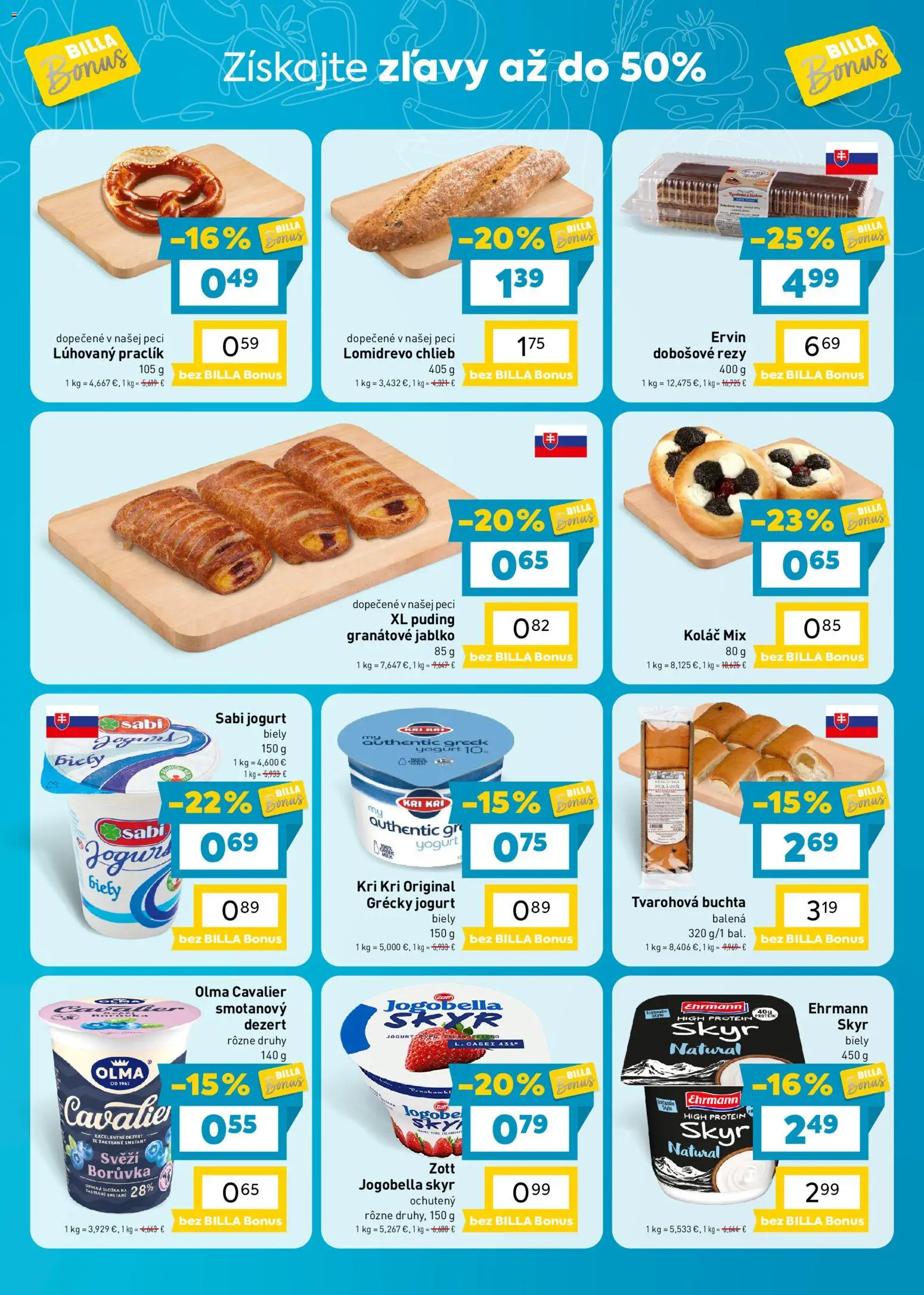 Nové Billa akcie – leták je platný od 21.10.2026 | Strana: 3 | Produkty: Pekáreň, Chlieb, Skyr, Grécky jogurt
