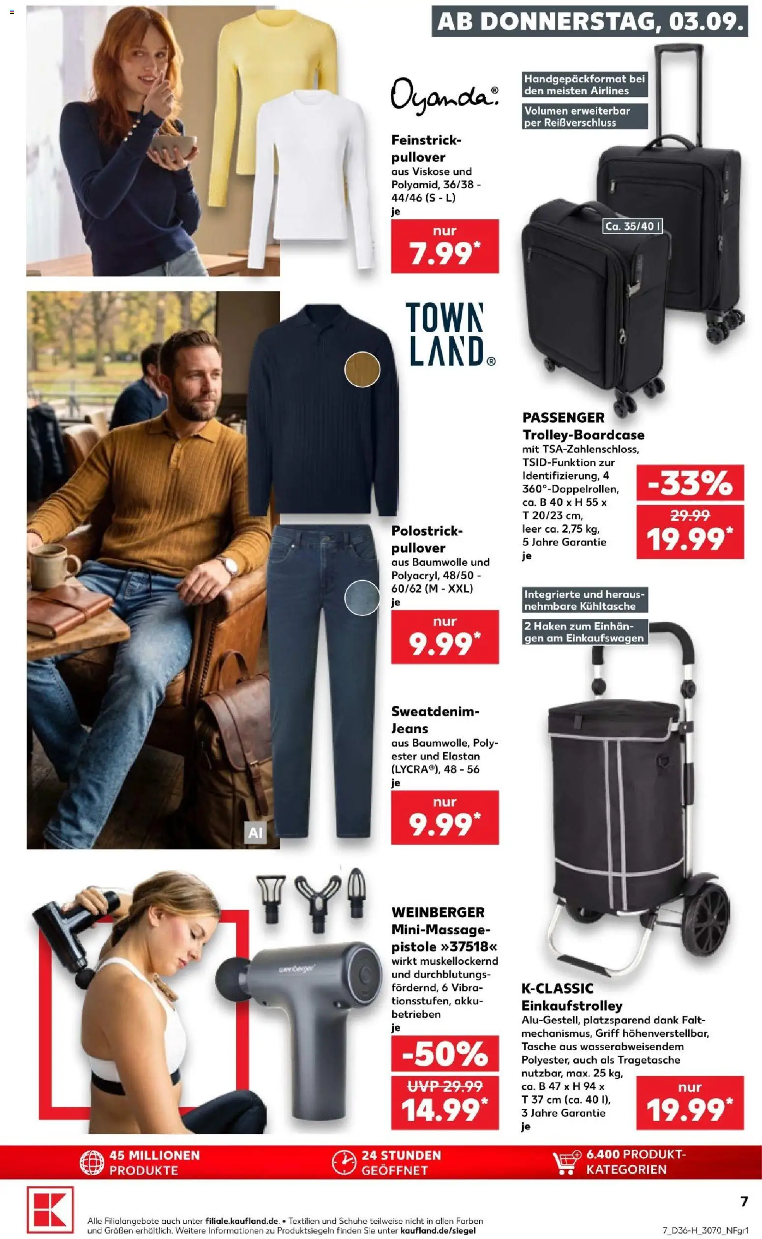 Kaufland Prospekt Leipzig – gültig ab 03.09.2026 | Seite: 7 | Produkte: Tasche, Pullover, Jeans, Kühltasche
