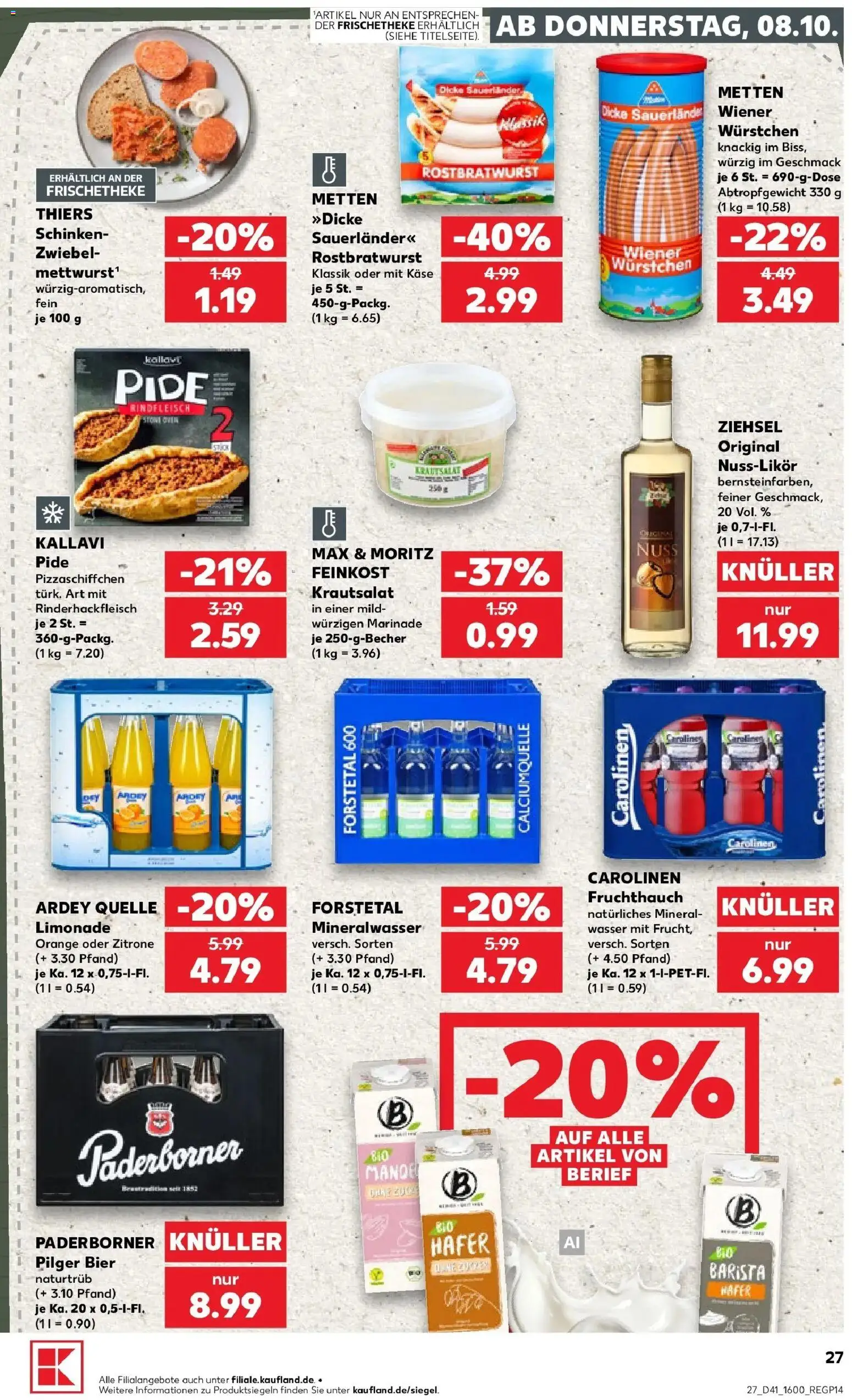 Prospekt Kaufland ab 08.10.2026 » Angebote Online zum Blättern | Seite: 27 | Produkte: Nusslikör, Bier, Zitrone, Rindfleisch