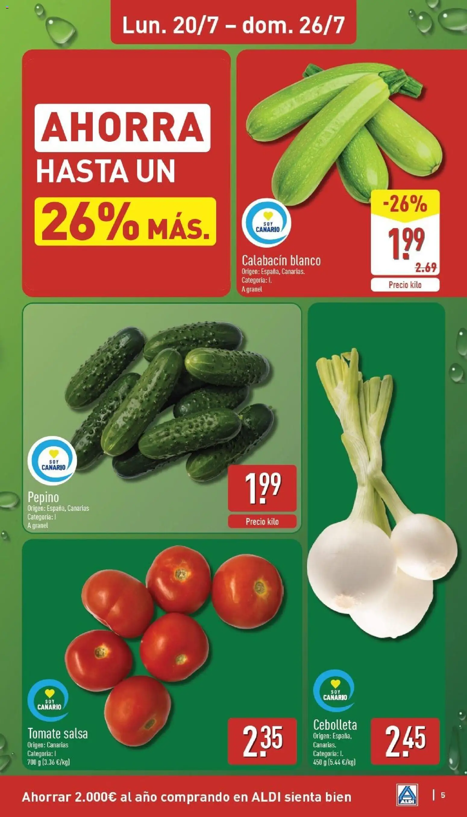Aldi folleto Canarias │ válido desde el 20/07/2026 | Página: 5 | Productos: Στιγμιαίος καφές, Calabacín