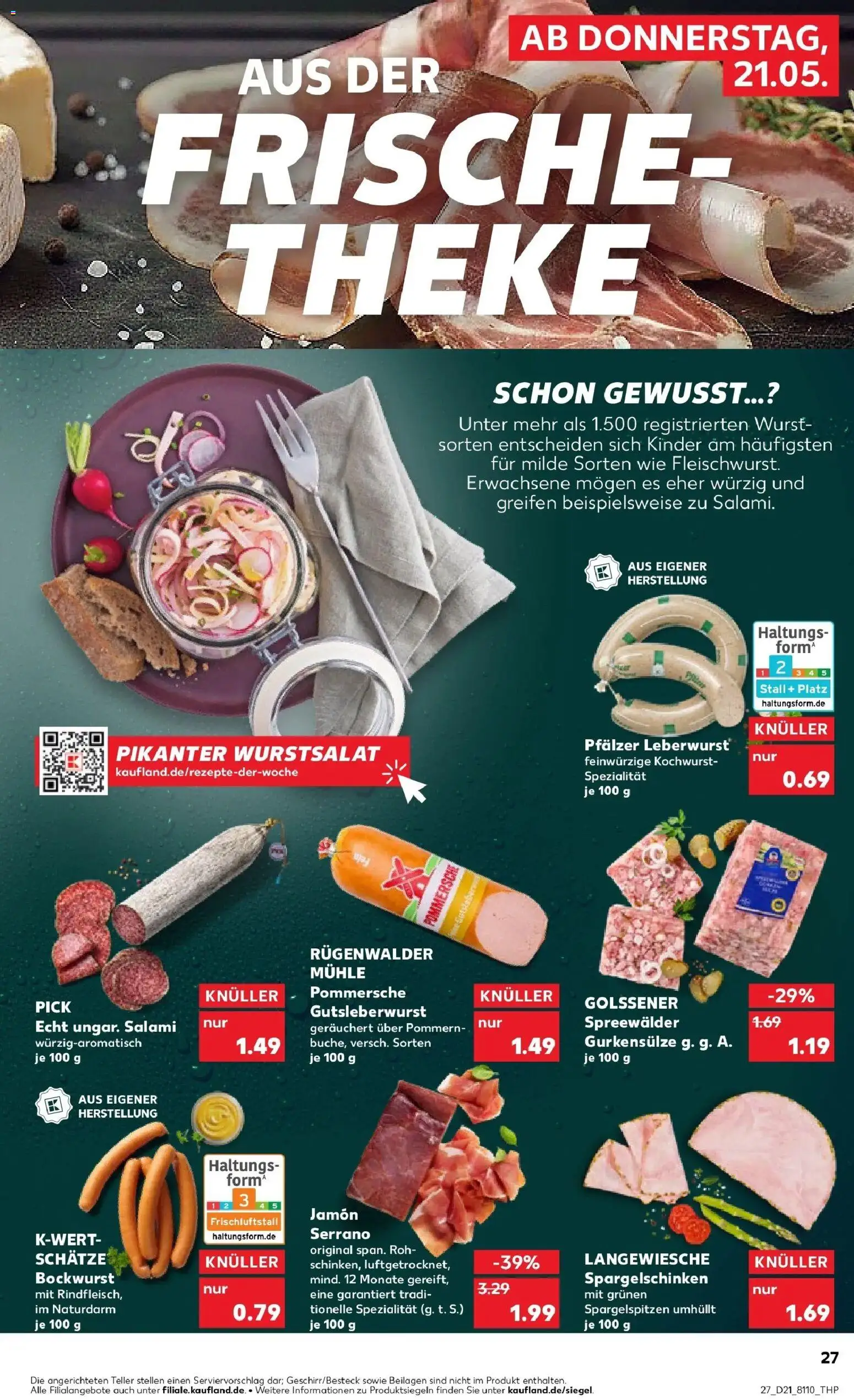 Kaufland Prospekt Zerbst – gültig ab 18.05.2026 | Seite: 32 | Produkte: Bockwurst, Mühle, Theke, Salami