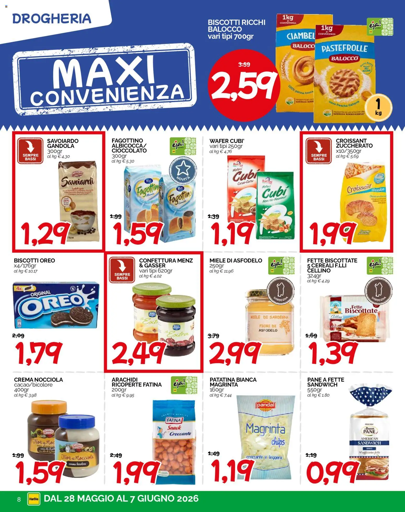 Volantino HarDis del 28.05.2026 | Pagina: 8 | Prodotti: Crema, Cioccolato, Biscotti, Arachidi