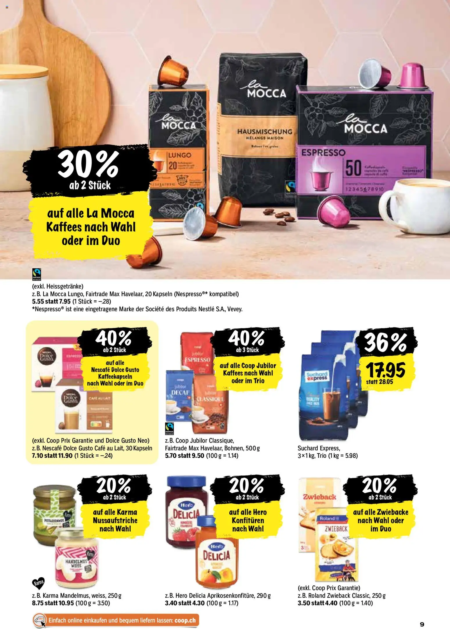 Coop aktionen – gültig ab 27.08.2026 | Seite: 9 | Produkte: Kaffee, Schokolade