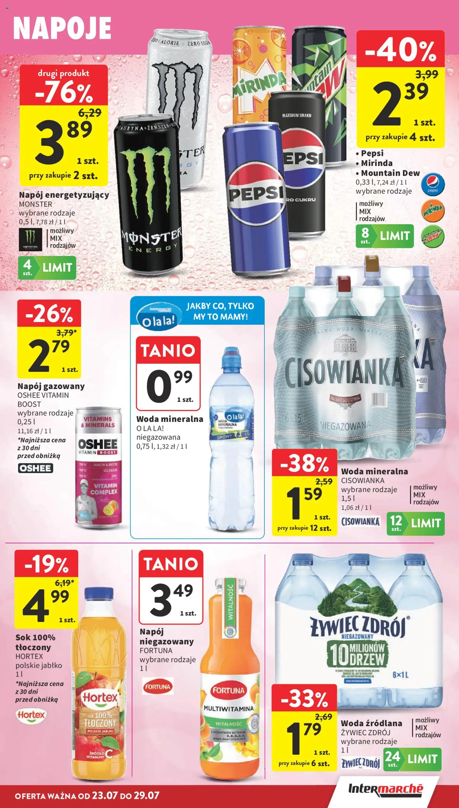 Intermarche gazetka od 23.07.2026 | Strona: 29 | Produkty: Napoje, Woda źródlana, Sok, Woda