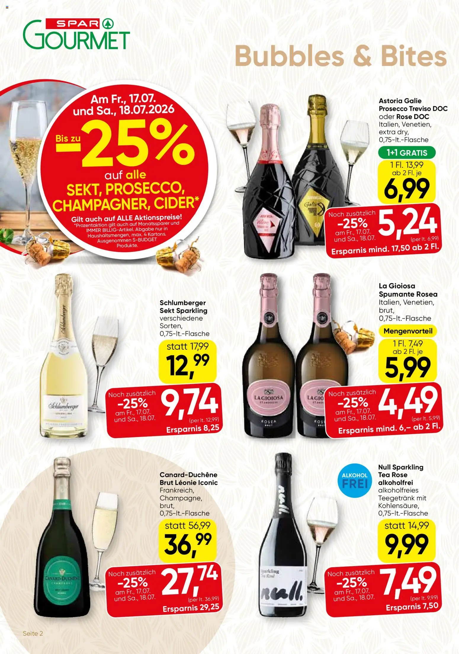 SPAR Gourmet Flugblatt gültig ab 16.07.2026 | Seite: 2 | Produkte: Prosecco