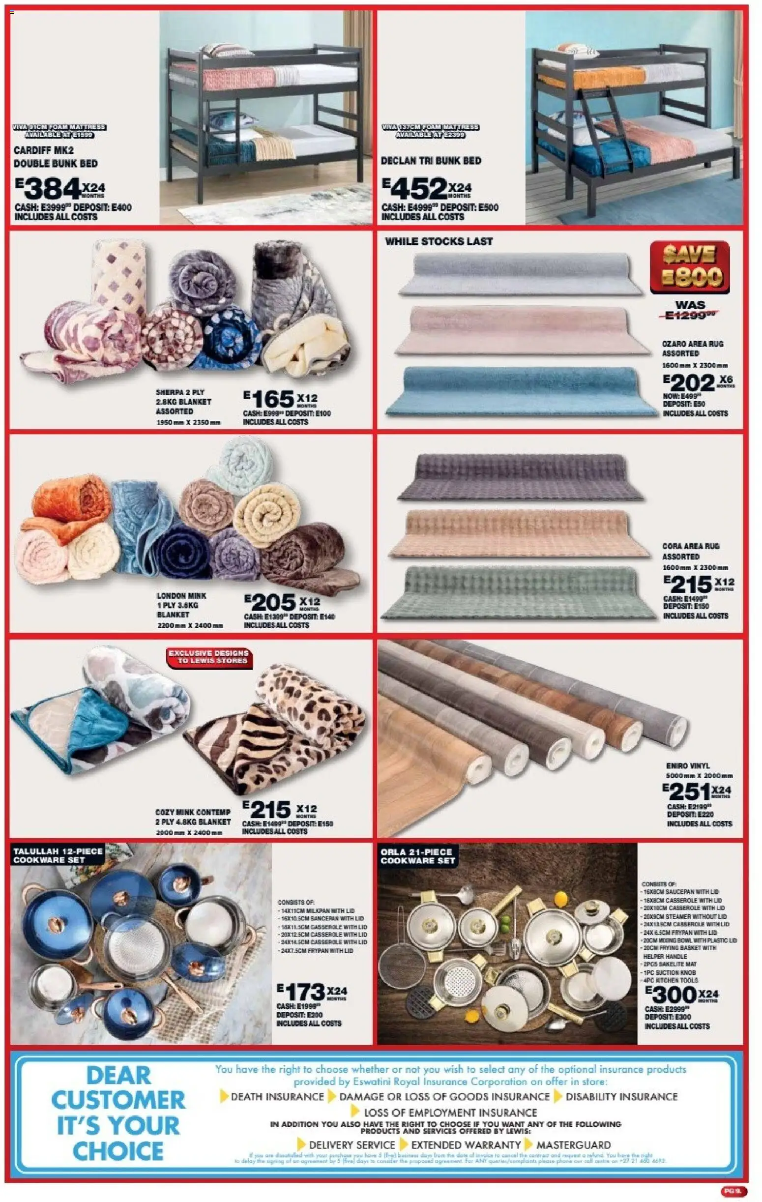 New Lewis Stores catalogue – valid from 11.05.2026 | Page: 9 | Products: Rug, Bed, Blanket, Double bunk