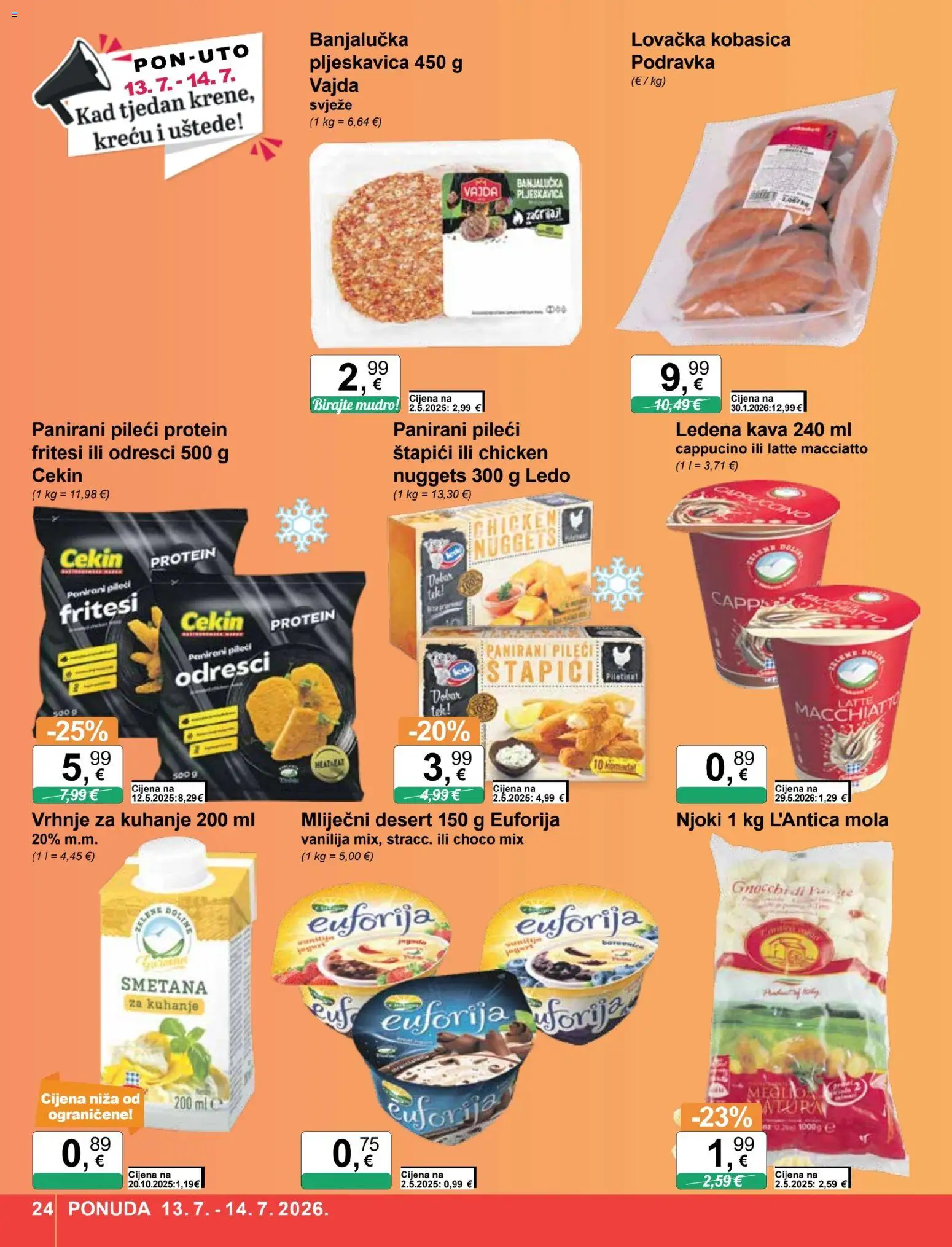 KTC katalog | vrijedi od 08.07.2026 | Stranica: 24 | Proizvodi: Vrhnje za kuhanje, Njoki, Ledena kava, Štapići