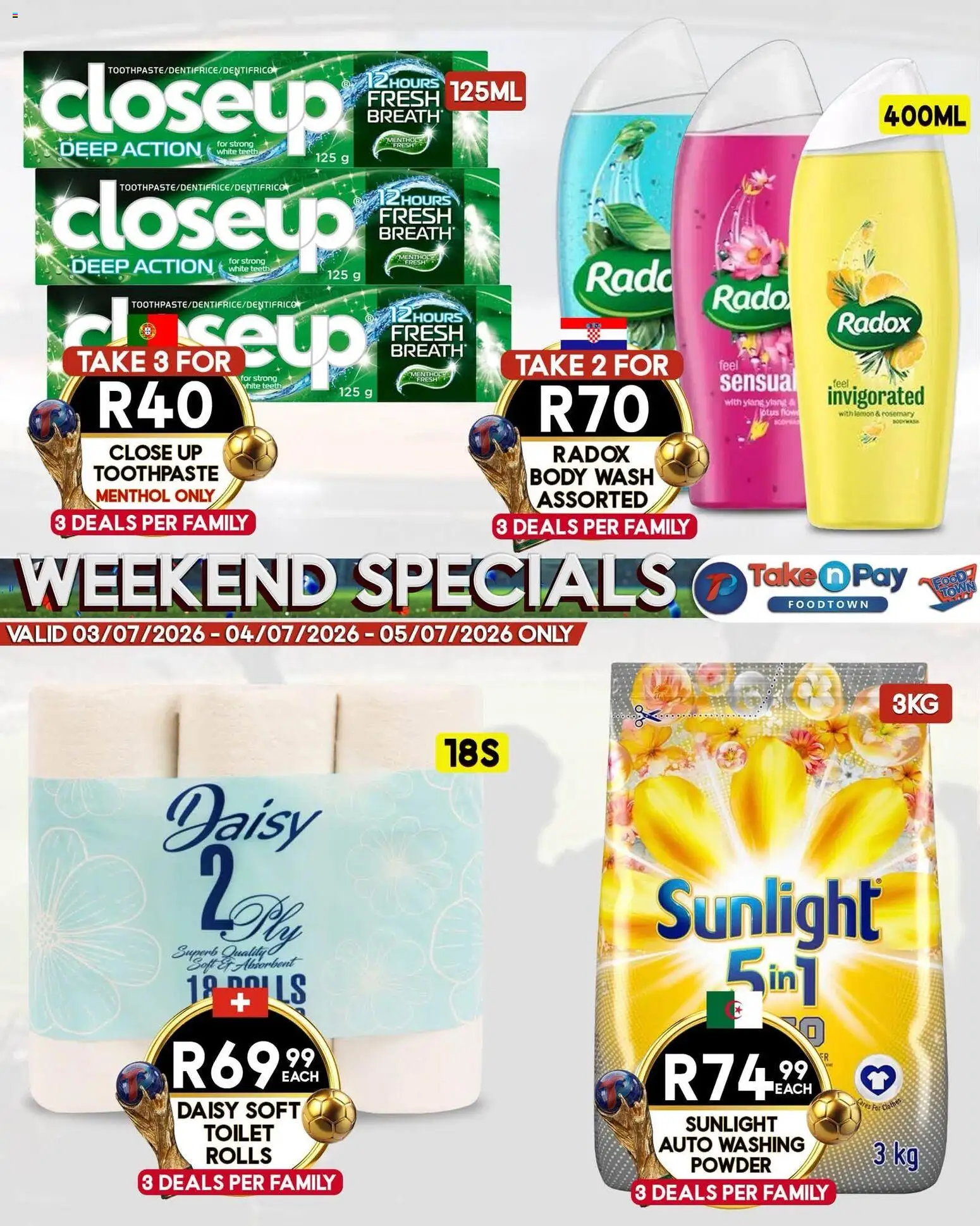 New Take n Pay catalogue – valid from 03/07/2026 | Page: 11 | Products: Toilet, Powder, Toothpaste, Body wash