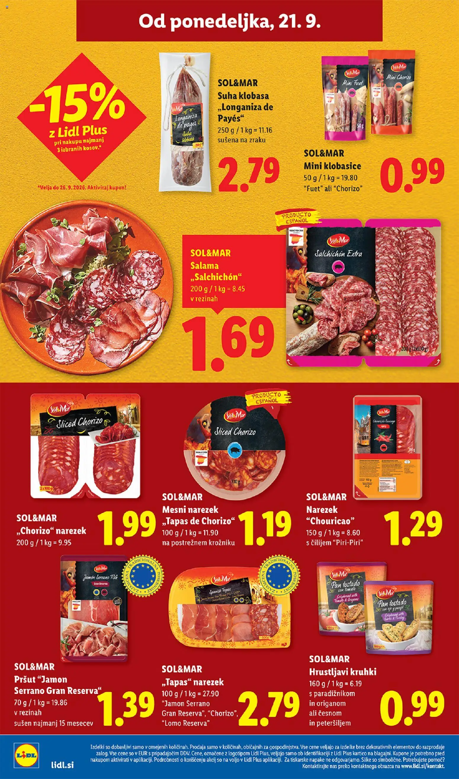 Novi Lidl katalog ponudbe – veljaven od 17.09.2026 | Stran: 46 | Izdelki: Pršut, Narezek, Salama, Sol