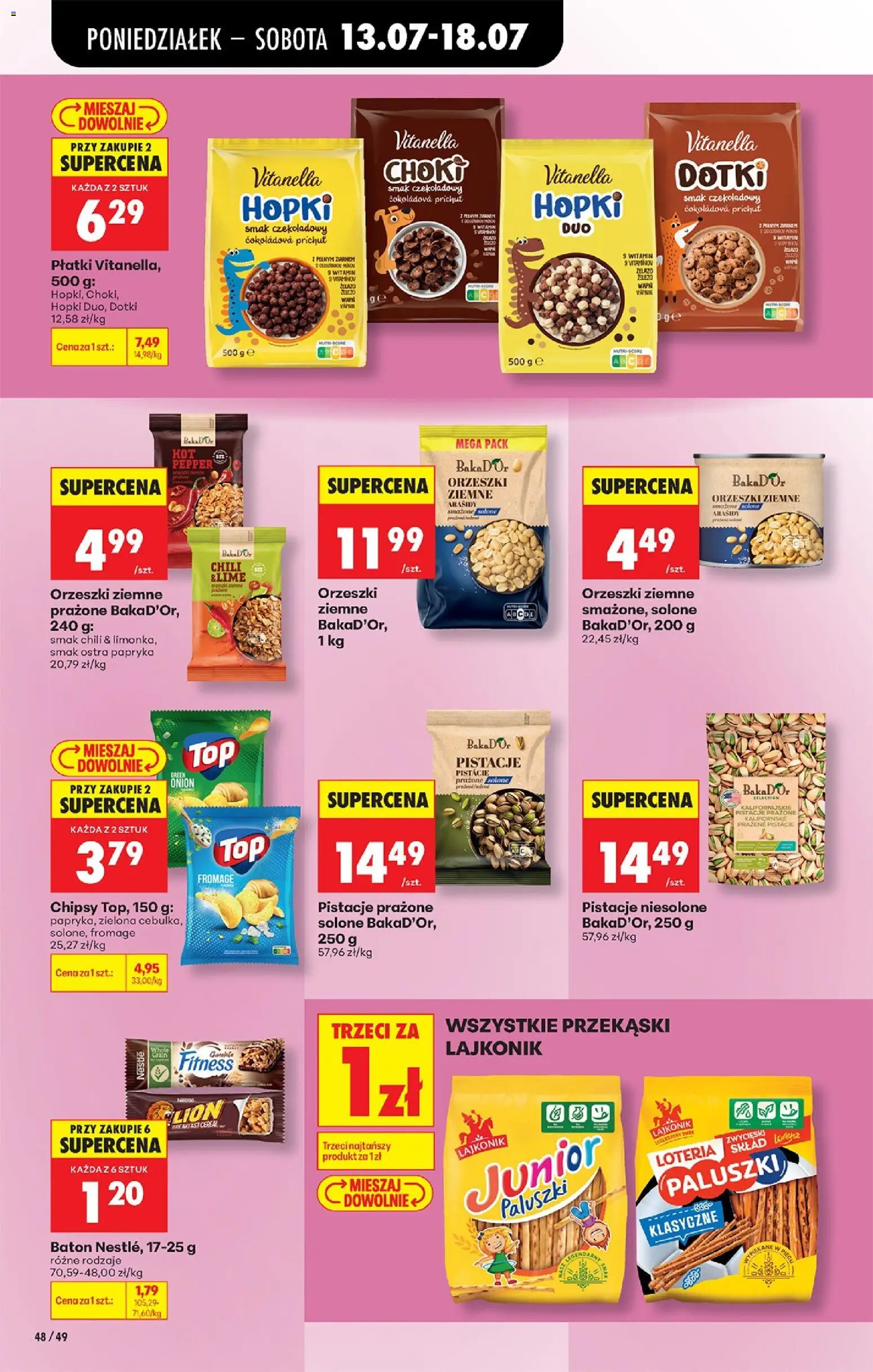 Biedronka gazetka od poniedziałku od 13.07.2026 | Strona: 66 | Produkty: Chipsy, Papryka, Baton, Orzeszki ziemne