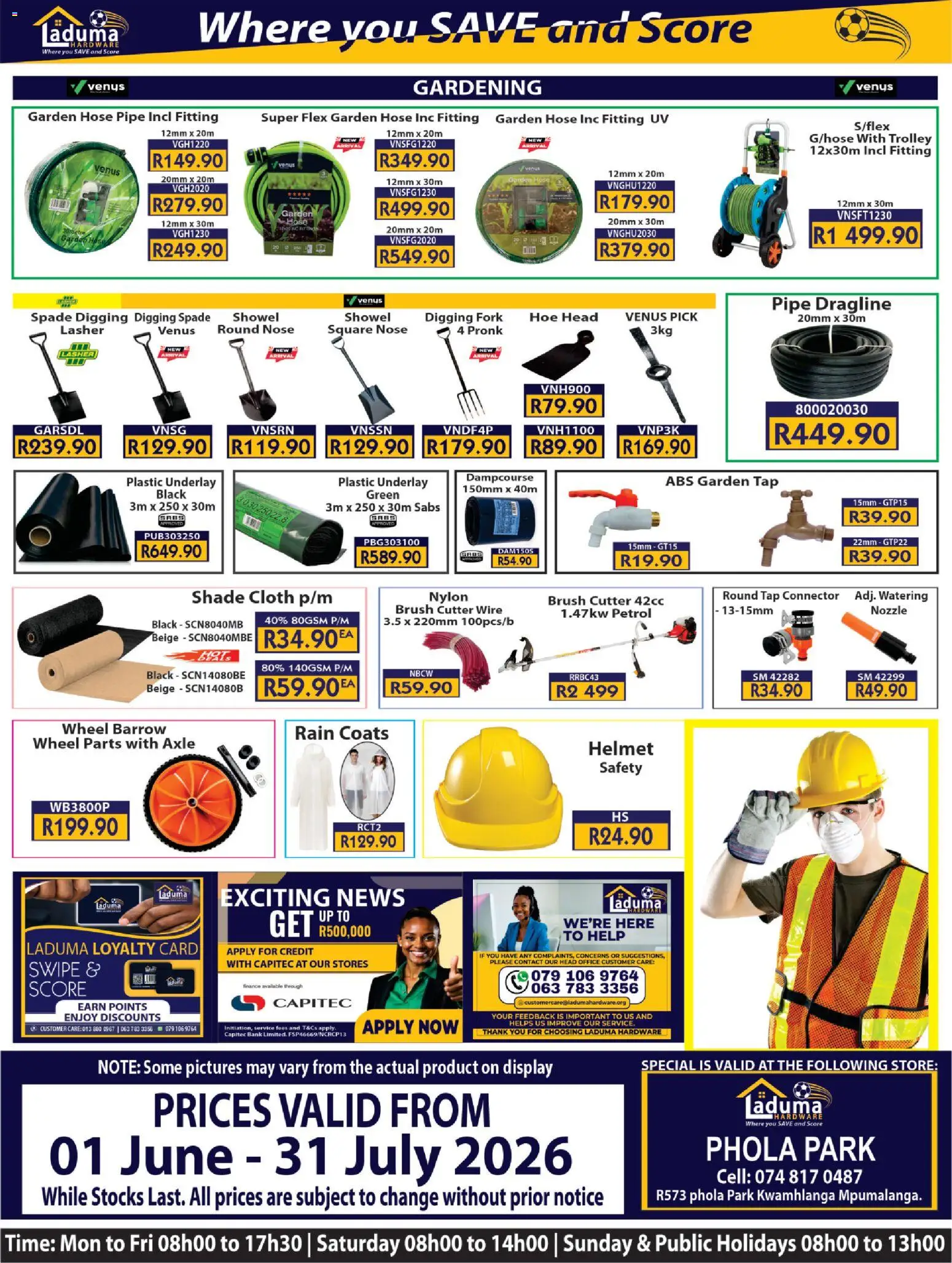 New Laduma Hardware catalogue – valid from 01.06.2026 | Page: 24 | Products: Connector, Brush, Garden hose, Tap