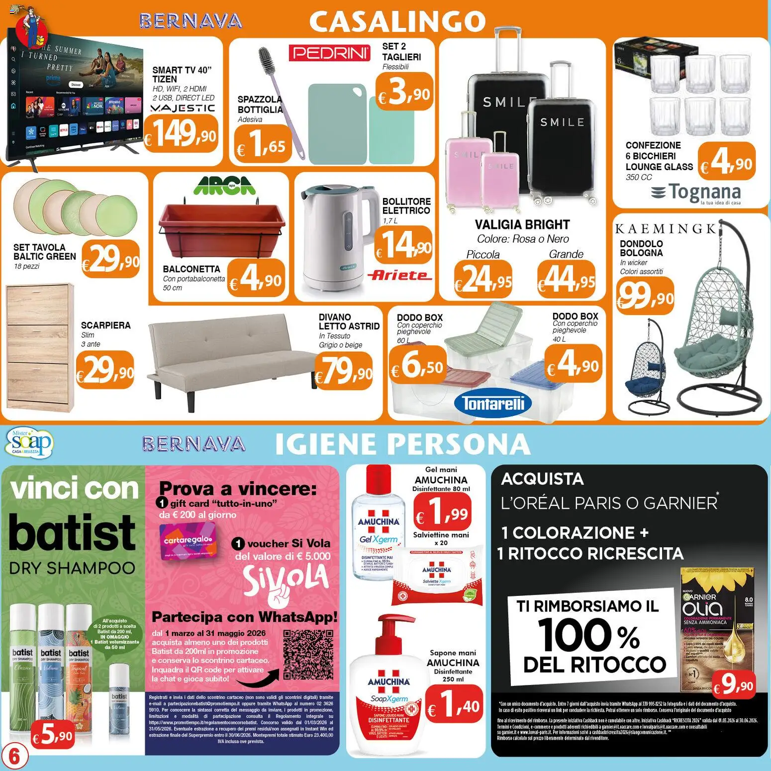 Volantino Bernava del 10.04.2026 | Pagina: 6 | Prodotti: Spazzola, smart TV, TV, Divano
