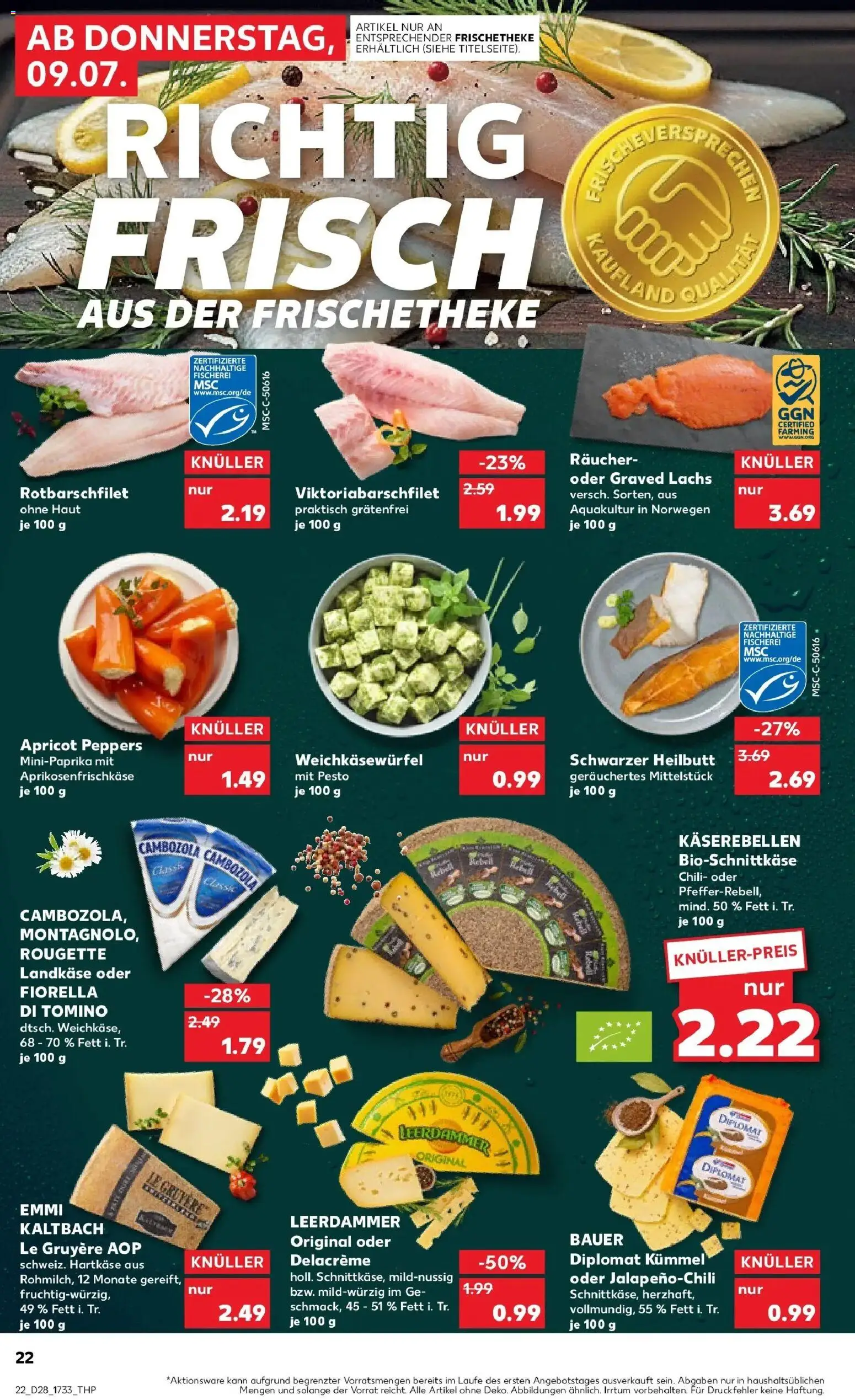 Kaufland Prospekt Mainz – gültig ab 09.07.2026 | Seite: 22 | Produkte: Leerdammer, Lachs, Chili