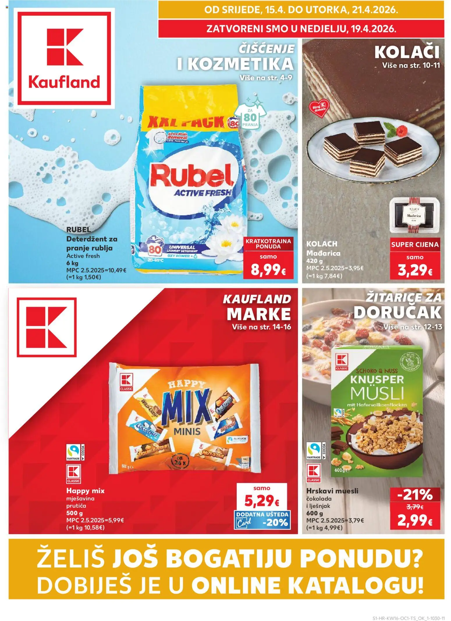 Kaufland katalog | vrijedi od 15.04.2026 | Stranica: 1 | Proizvodi: Deterdžent za pranje rublja, Deterdžent, Žitarice, Lješnjak