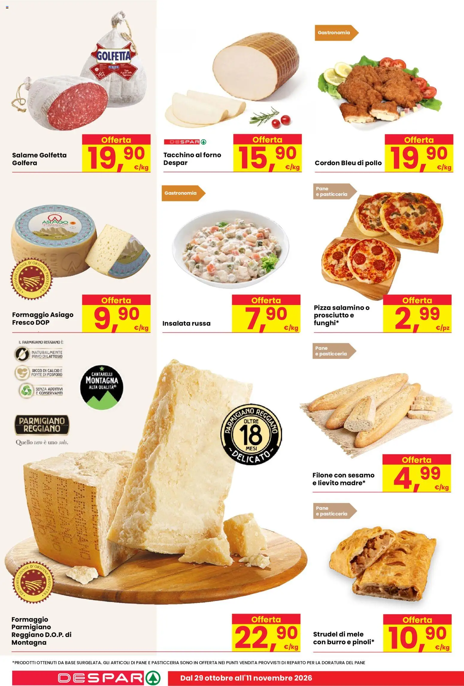 Volantino Despar del 29/10/2026 | Pagina: 4 | Prodotti: Prosciutto, Reggiano parmigiano, Sesamo, Parmigiano