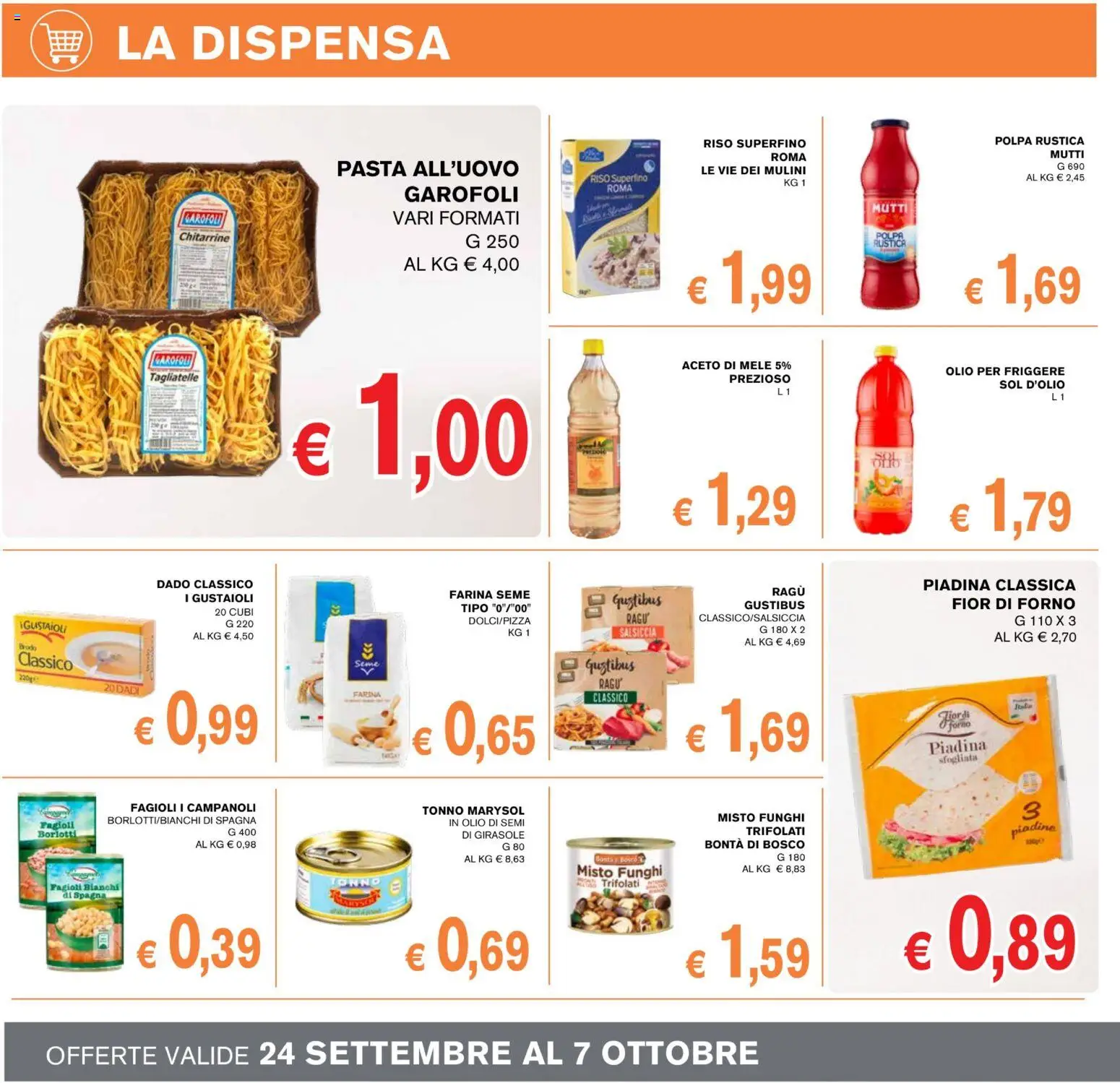 Volantino Coal del 24/09/2026 | Pagina: 8 | Prodotti: Tagliatelle, Aceto di mele, Salsiccia, Tonno