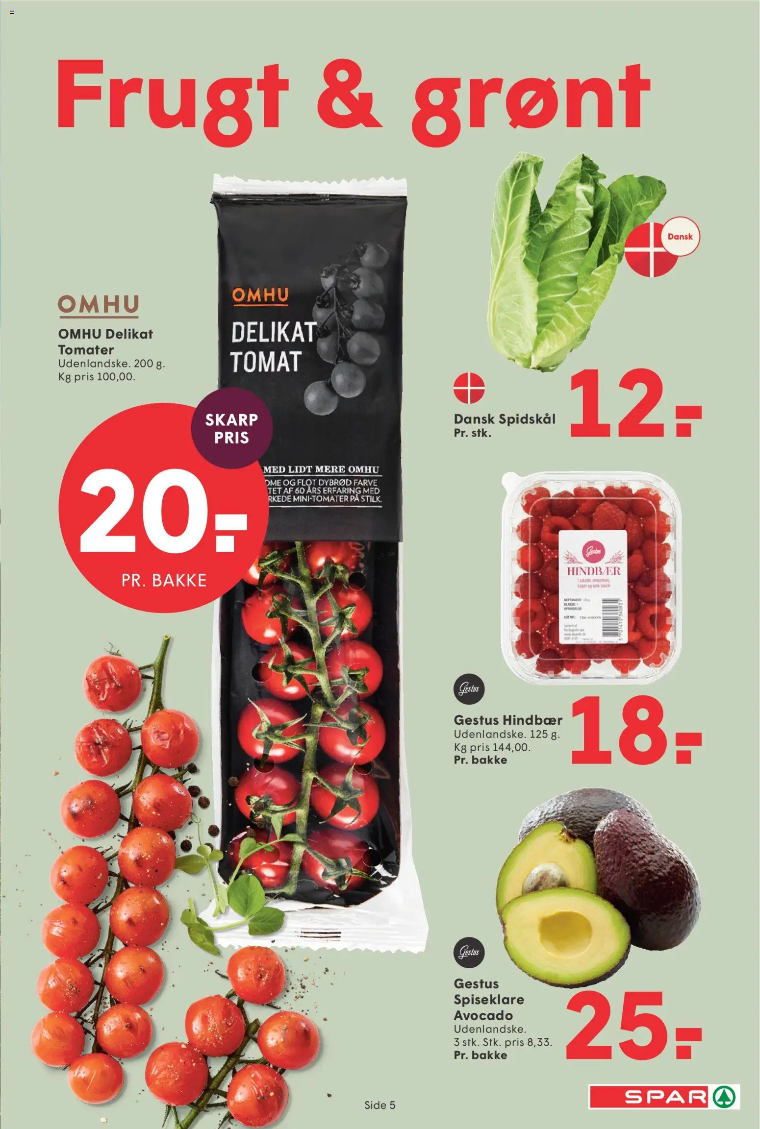 Spar tilbudsavis – gyldig fra 29.05.2026 | Side: 5 | Produkter: Tomater, Avocado, Hindbær, Spidskål