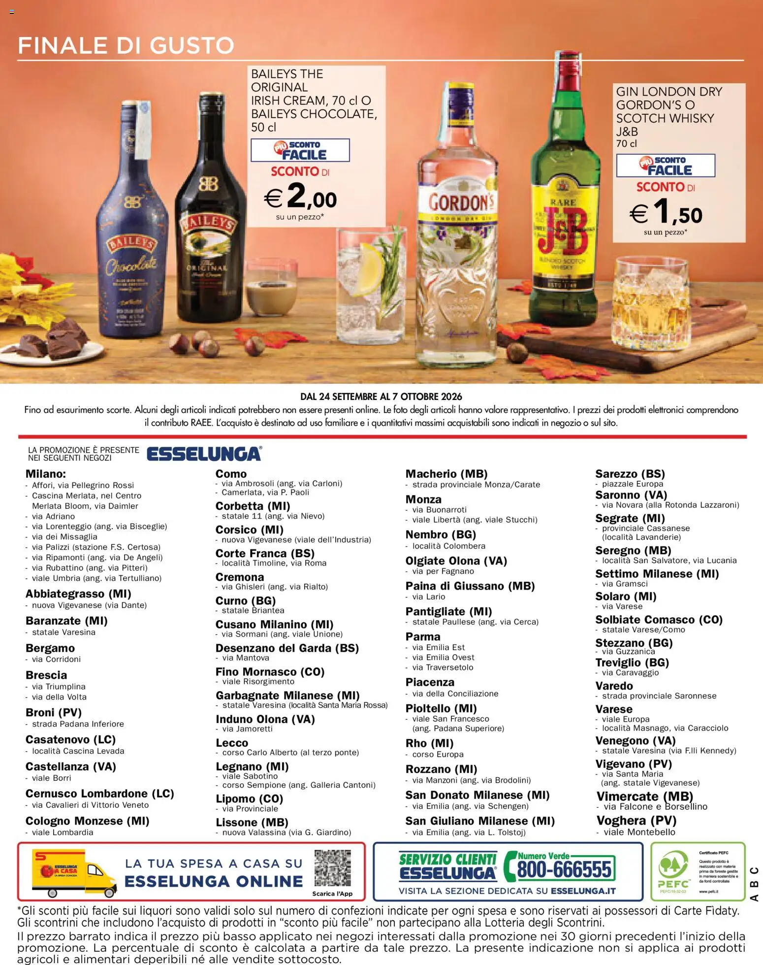 Volantino Esselunga S del 24/09/2026 | Pagina: 20 | Prodotti: Whisky, Baileys, The, Basso