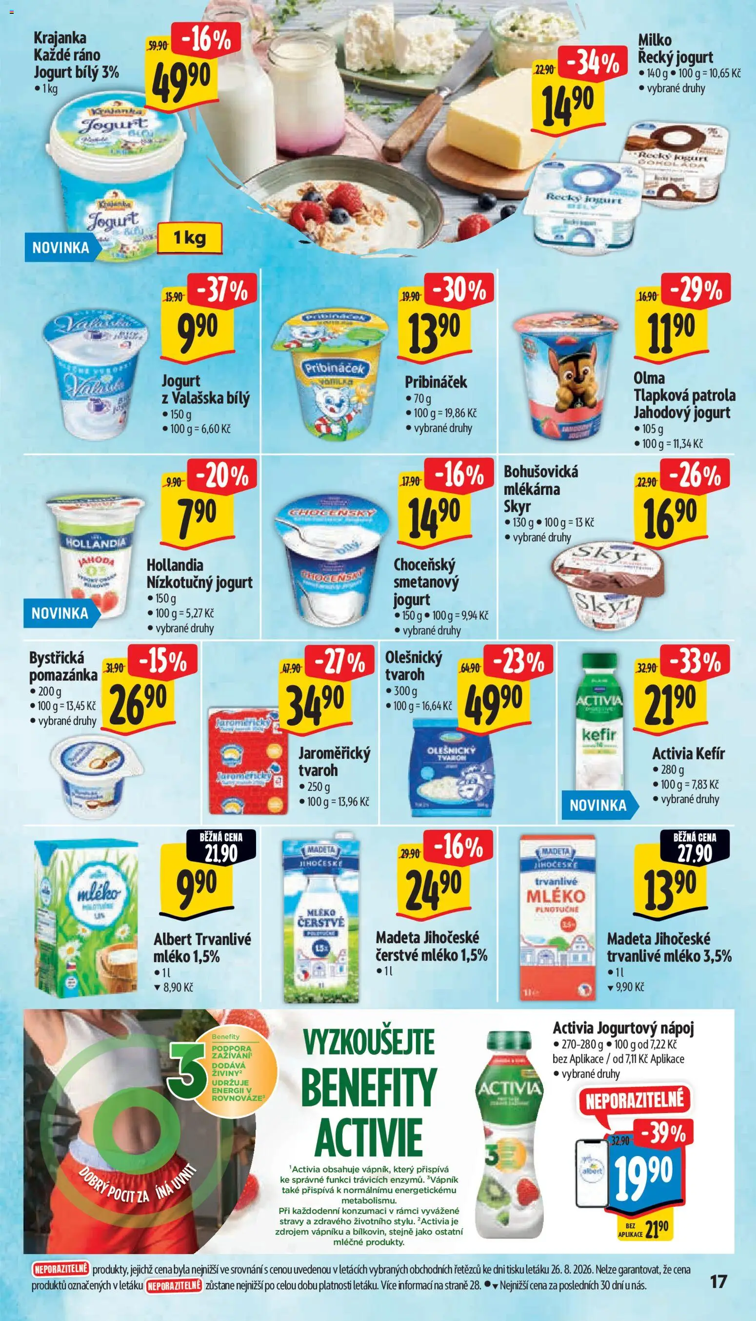 Albert leták - Hypermarket od 02.09.2026 | Strana: 25 | Produkty: Trvanlivé mléko, Tvaroh, Hollandia, Tvaroh Jaroměřický