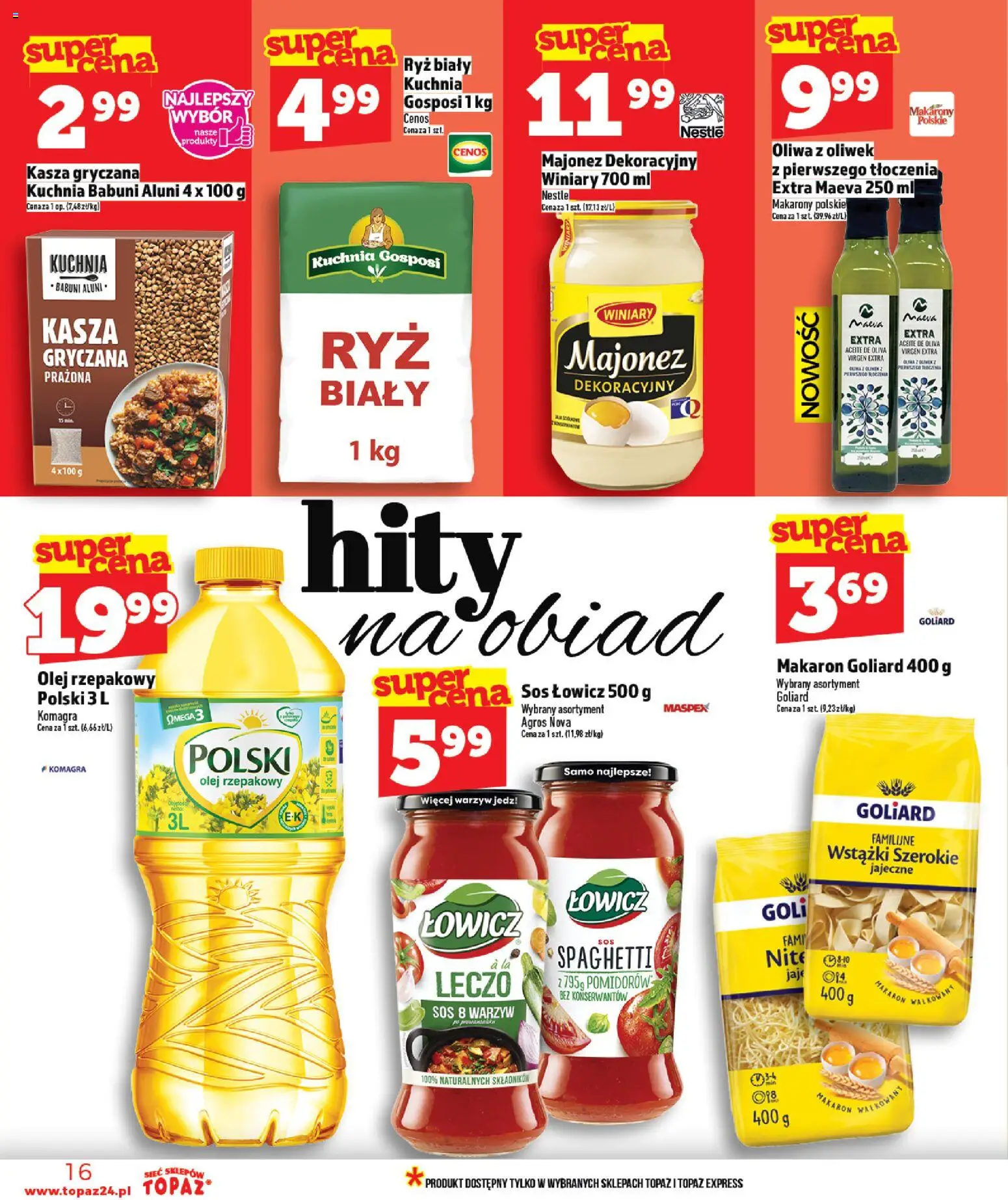 Topaz gazetka od 12.03.2026 | Strona: 16 | Produkty: Olej, Ryż, Majonez, Sos