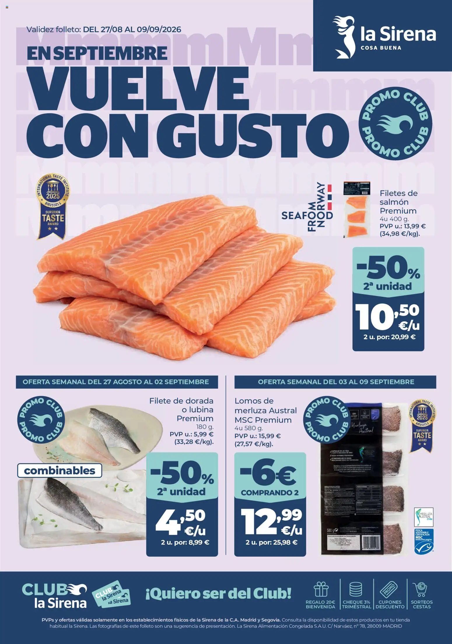 La Sirena folleto │ válido desde el 27/08/2026 | Página: 1 | Productos: Salmón, Filete