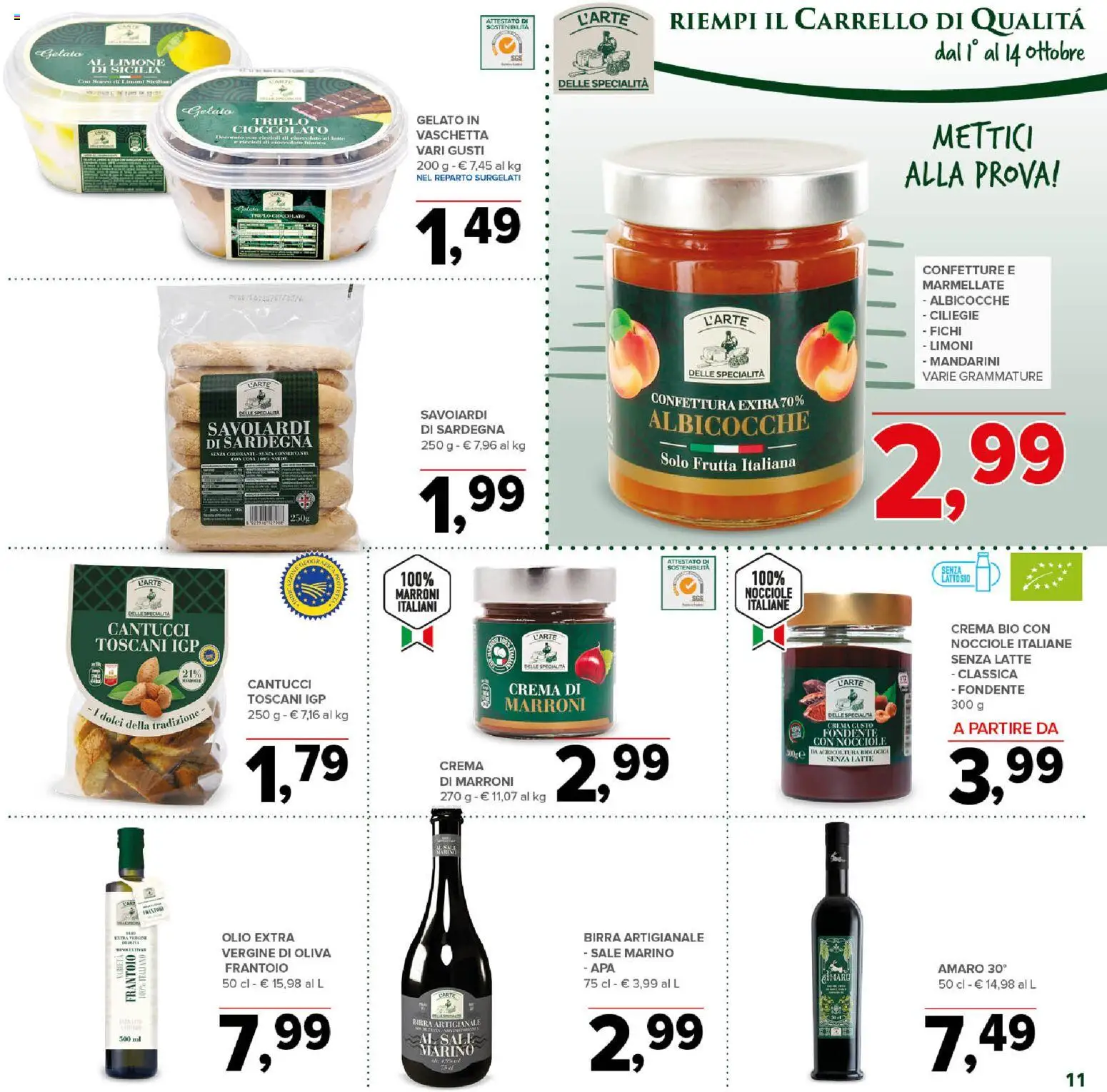 Volantino Todis del 01/10/2026 | Pagina: 11 | Prodotti: Cioccolato, Mandarini, Sale, Olio